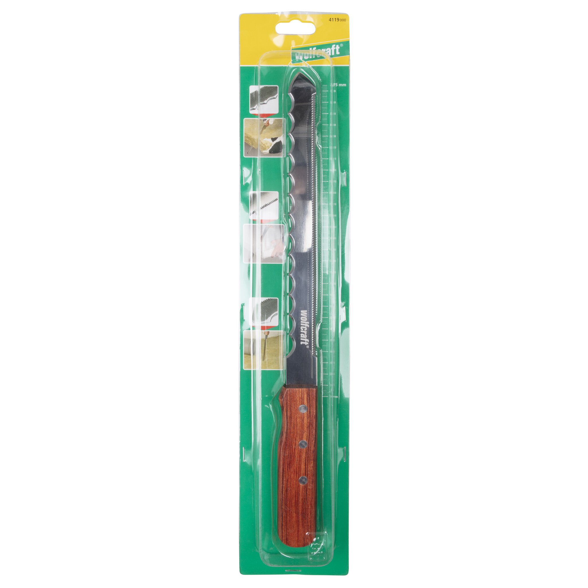 1 cuchillo para materiales aislantes, mango de madera, 275 mm