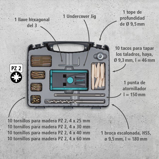 1 juego de Undercover-Jig, Pozidriv