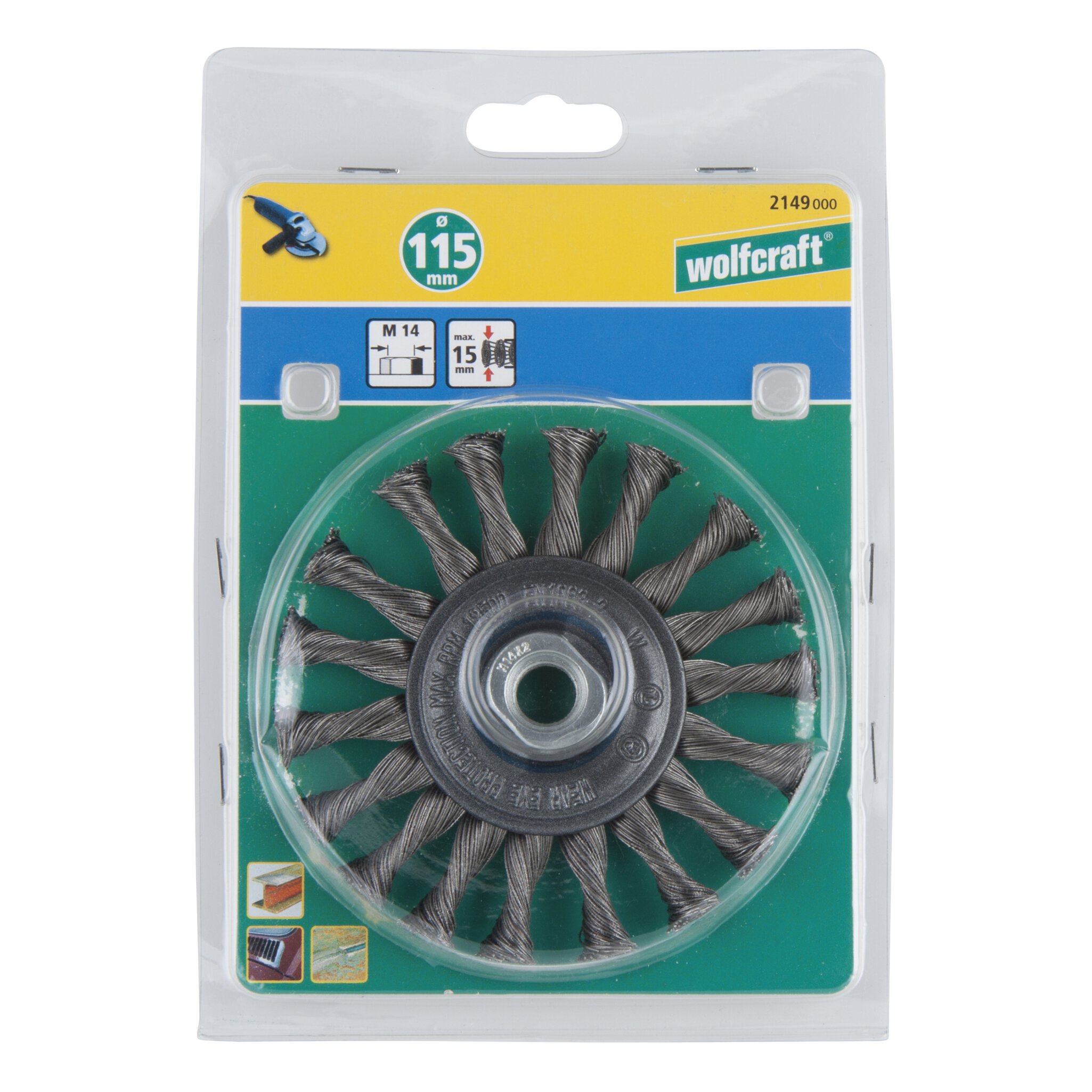 1 cepillo de disco de alambre de acero WS M14 ø115 mm