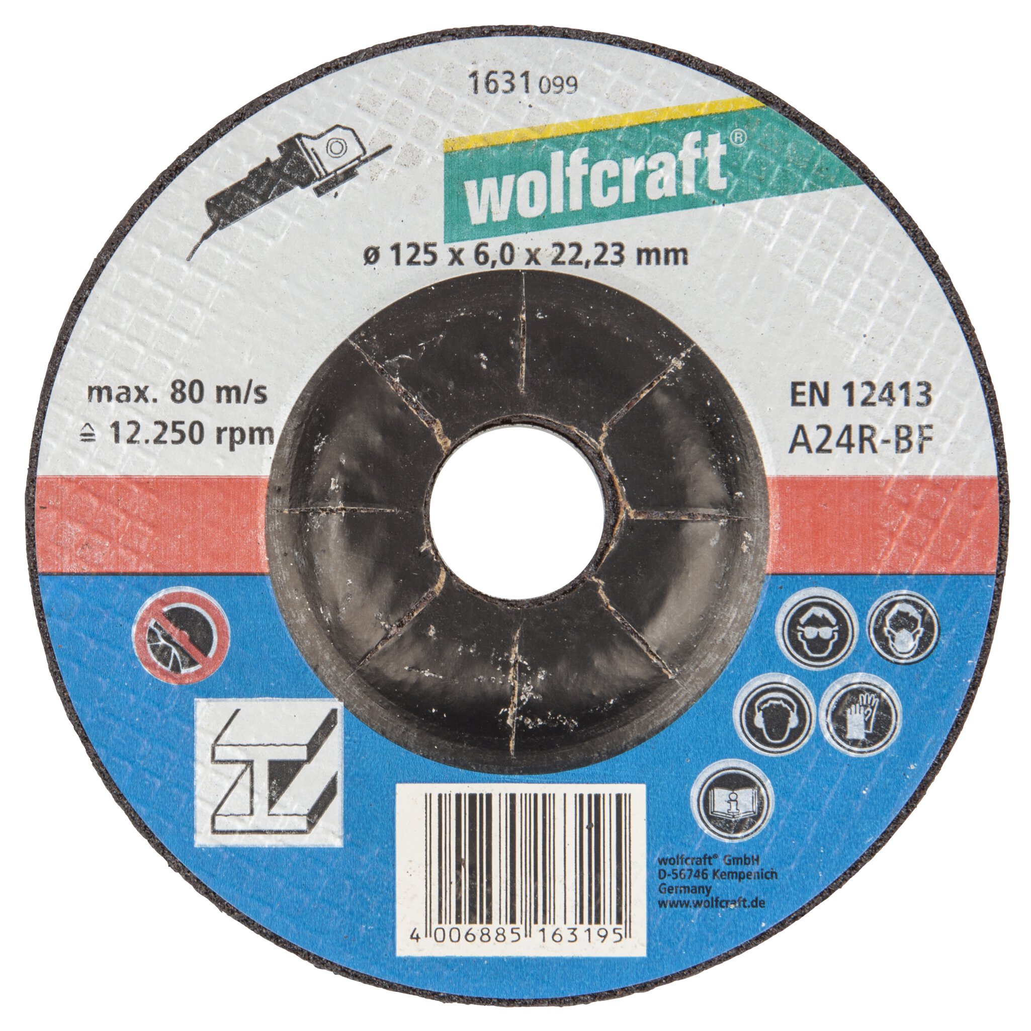 1 disco de desbastar, centro rebajado Ø 125 x 6 x 22,2 mm
