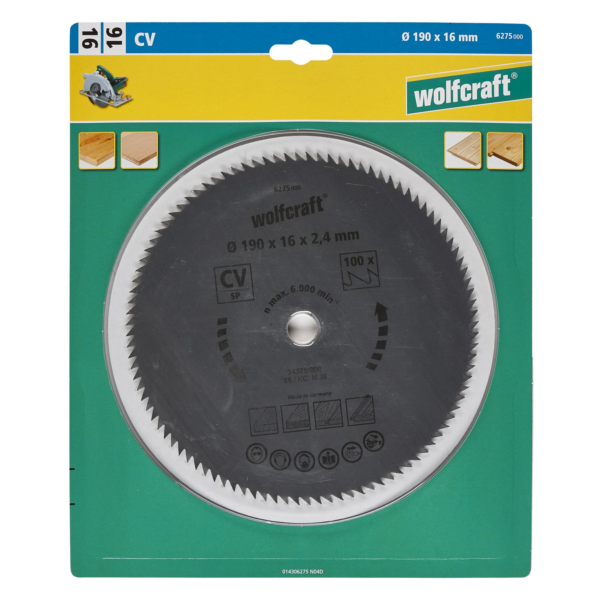 1 disco de sierra circular CV, 100 dientes ø190 mm