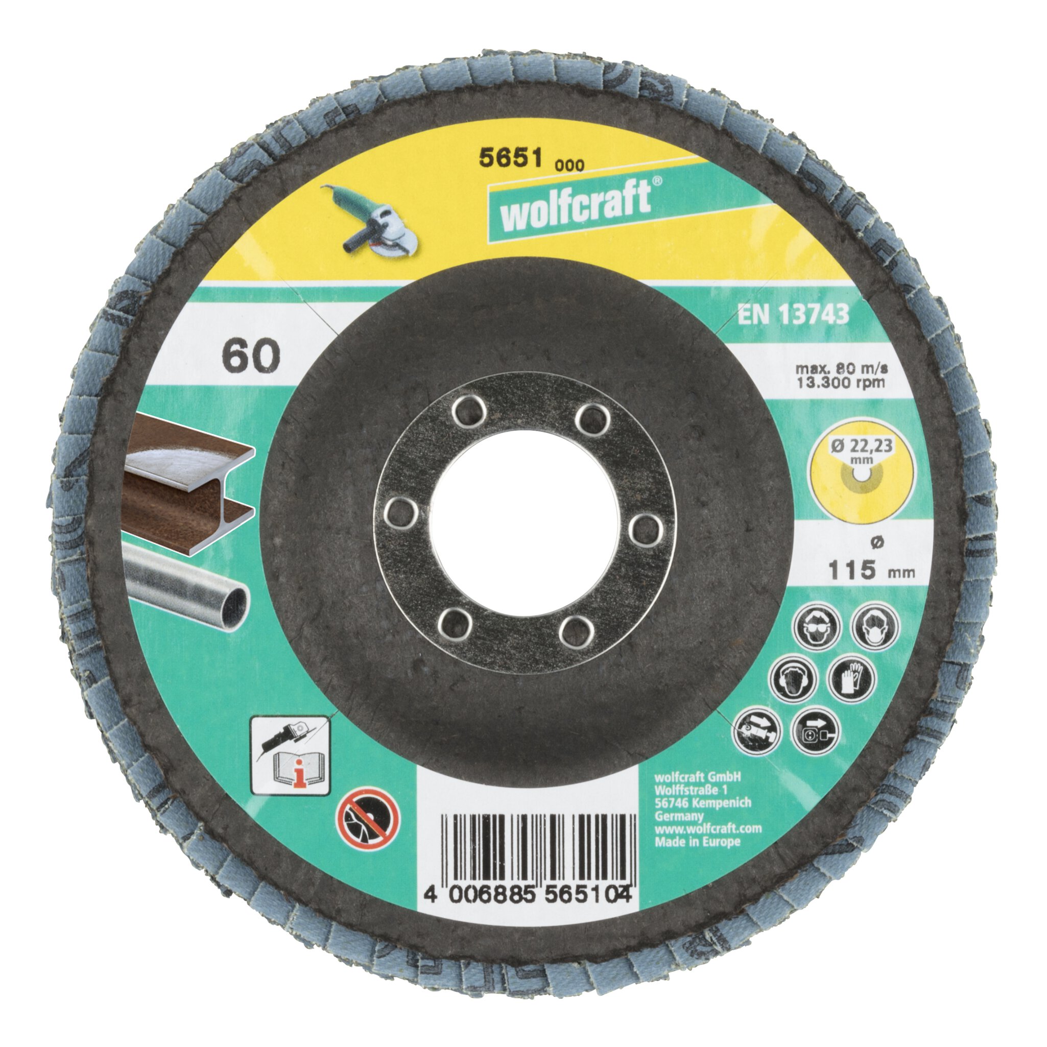 1 disco de láminas abrasivo para amoladora angular grano 60 Ø115mm