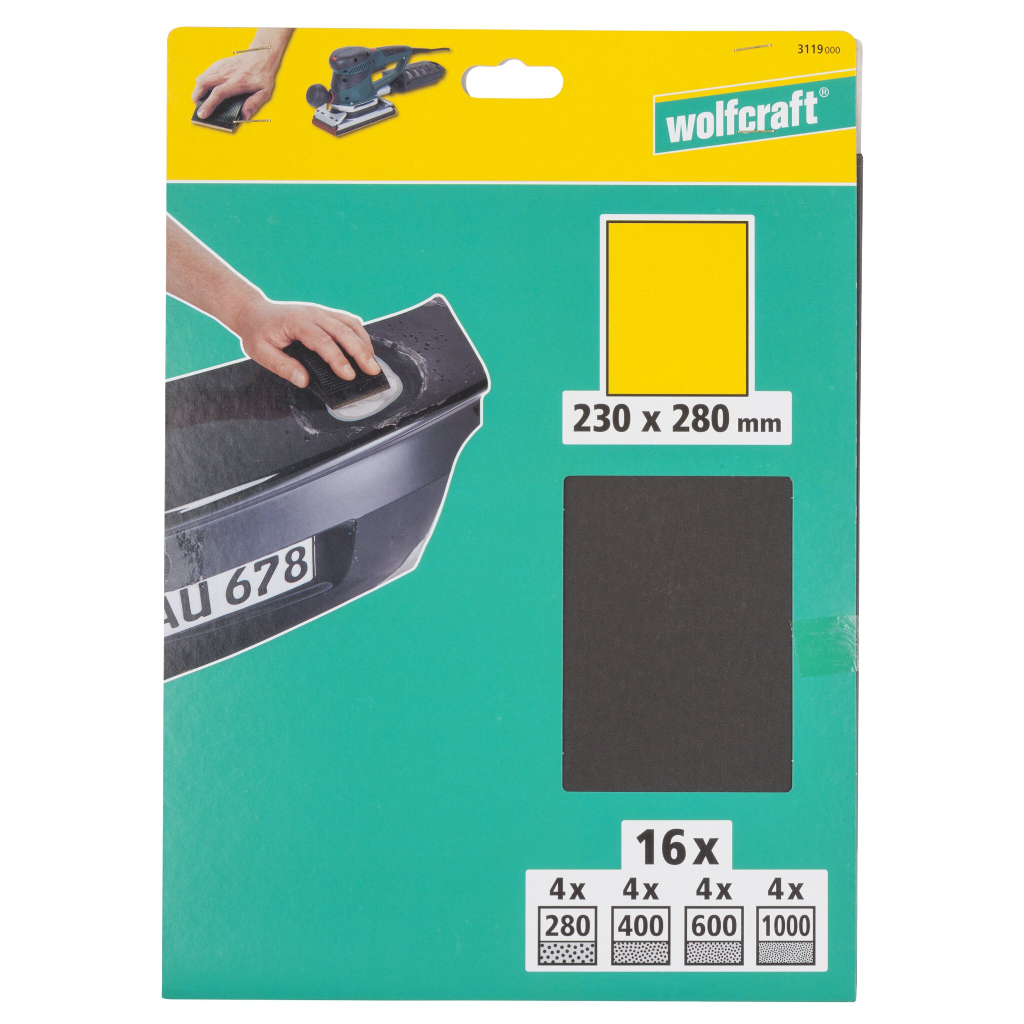 1 juego de papel de lijar de 16 piezas SiC de 230 x 280