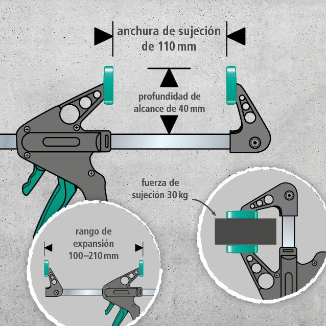 2 mini-sargentos monomanuales EHZ 40/110 mm