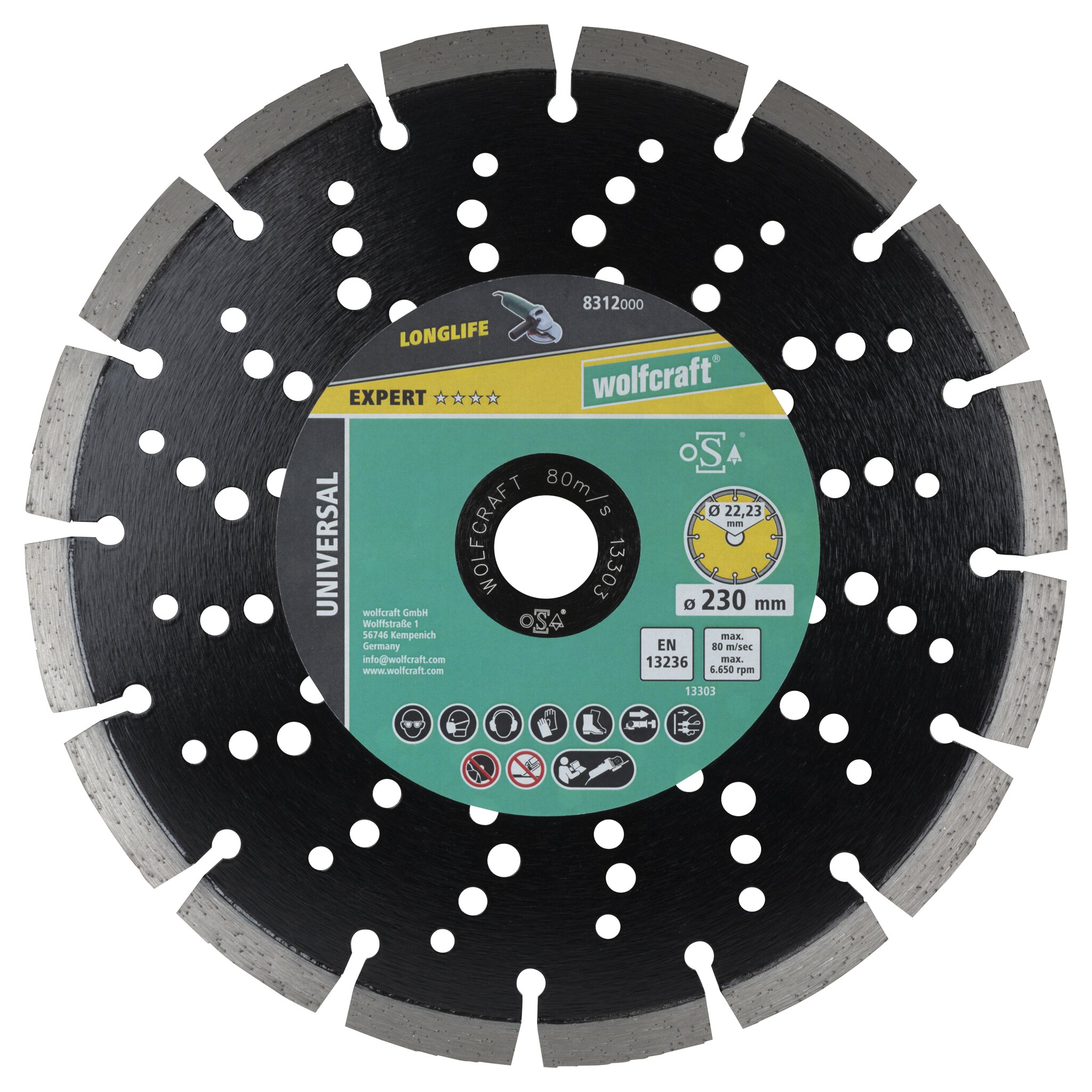 Disco de corte de diamante PRO LASER UNIVERSAL, diámetro de 230 mm