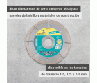 Disco de corte de diamante SOLID UNIVERSAL, diámetro de 115 mm