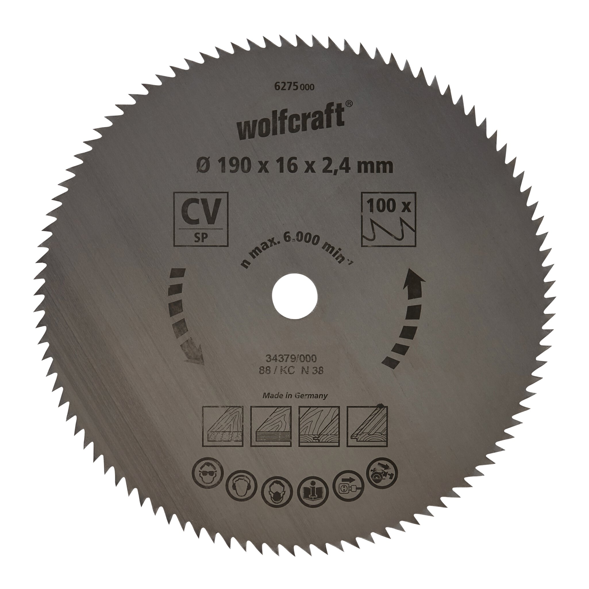 1 disco de sierra circular CV, 100 dientes ø190 mm