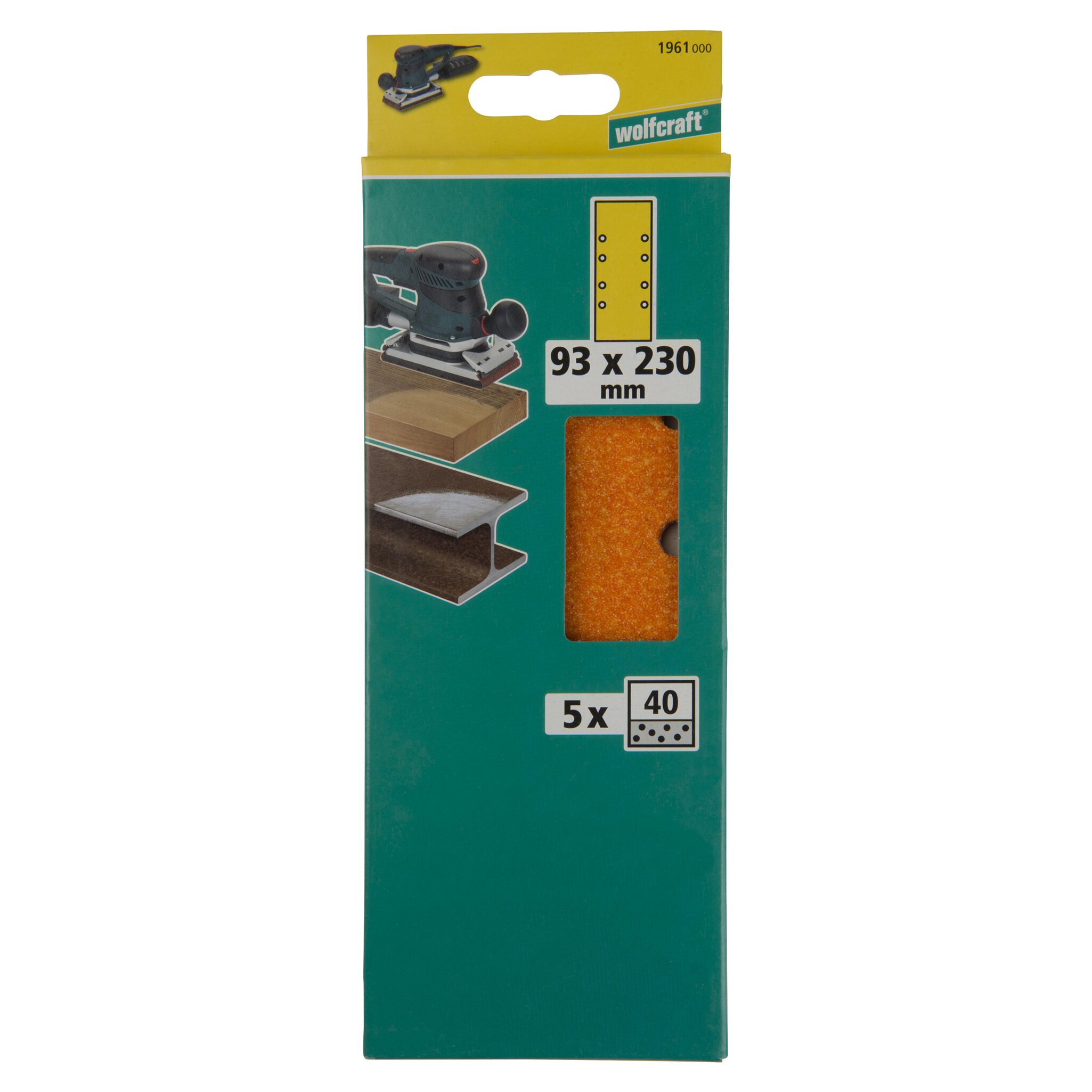 5 hojas de lijar de corindón, grano 40, 93 x 230 mm