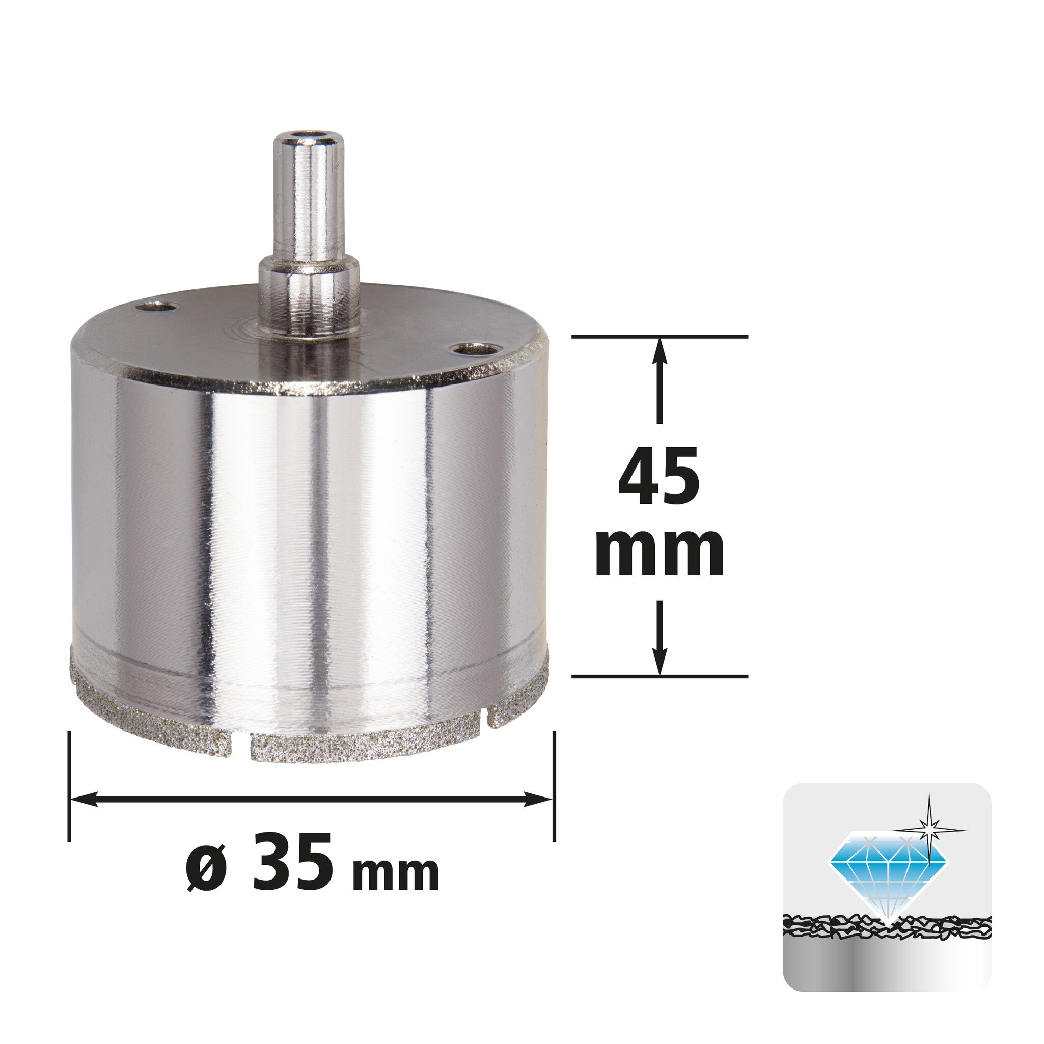 1 corona de perforación de diamante con vástago ø 35 mm