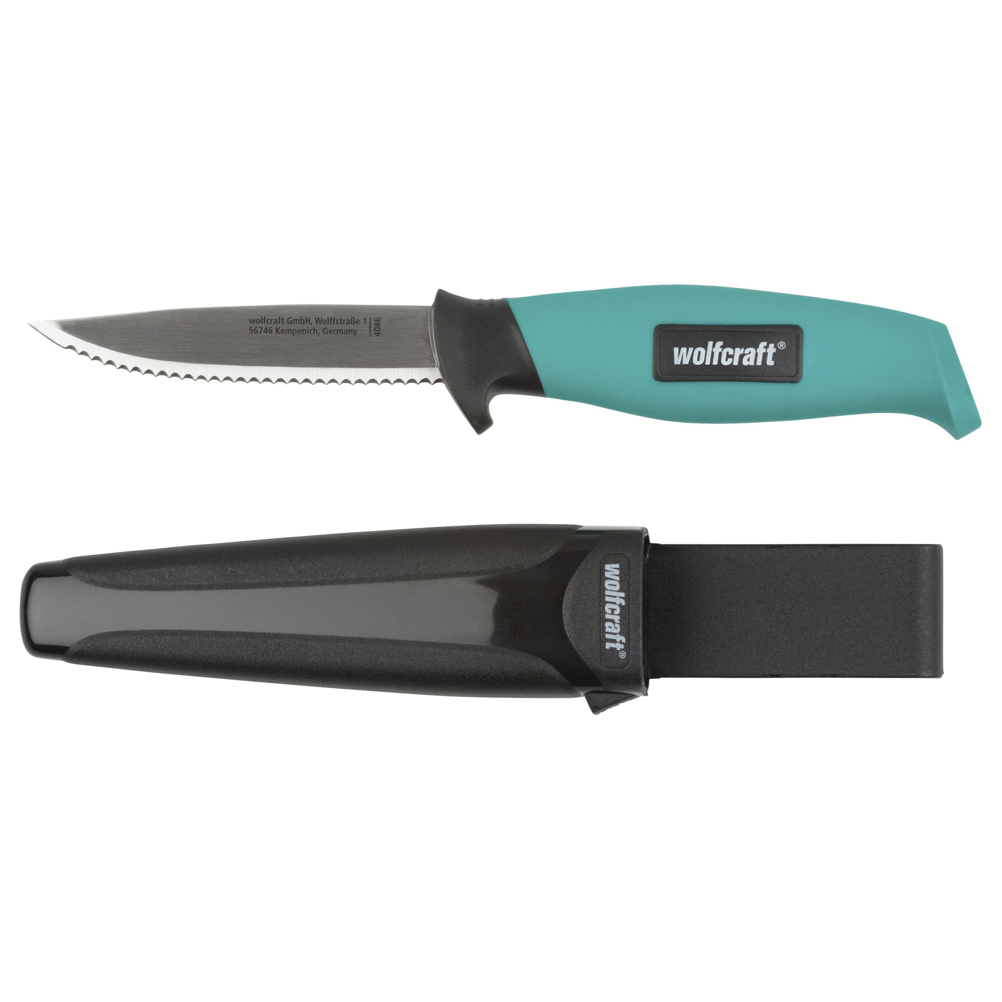 Cuchillo de exterior con cuchilla dentada y estuche