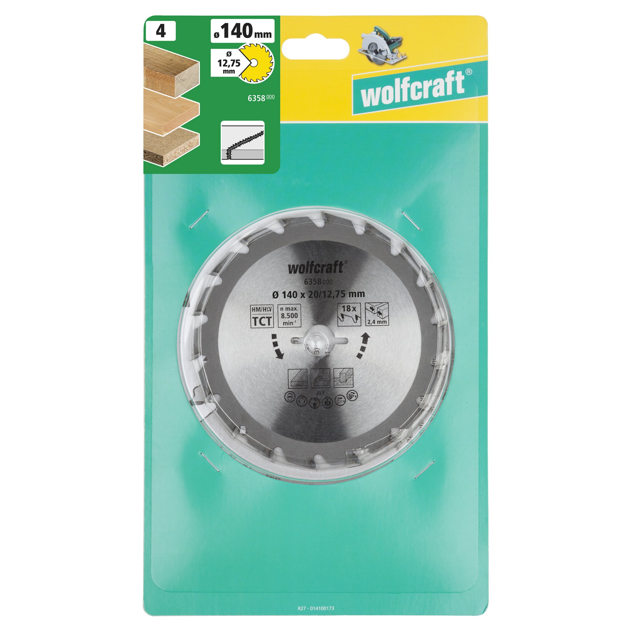 1 disco de sierra circular CV, 18 dientes ø140 mm