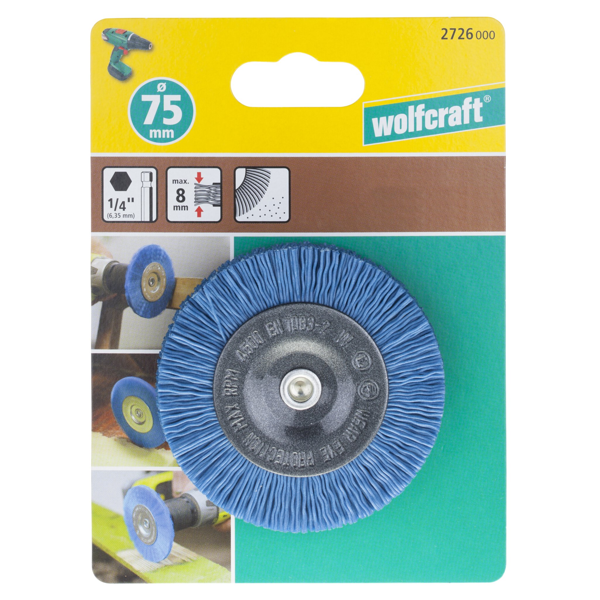 1 cepillo de disco de alambre de nylon suave Ø 75 x 10 mm