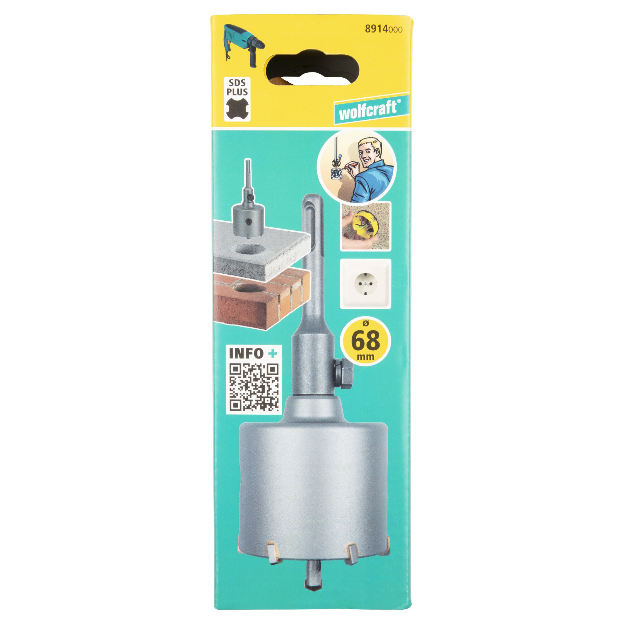 1 sierra de corona de perforación CT con vástago SDS-plus ø 68 mm