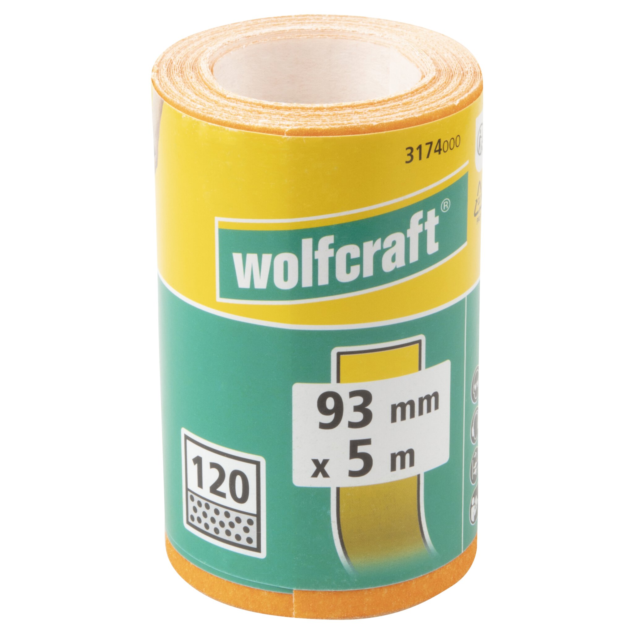 1 rollo de papel abrasivo de grano K120, 5 m x 93 mm