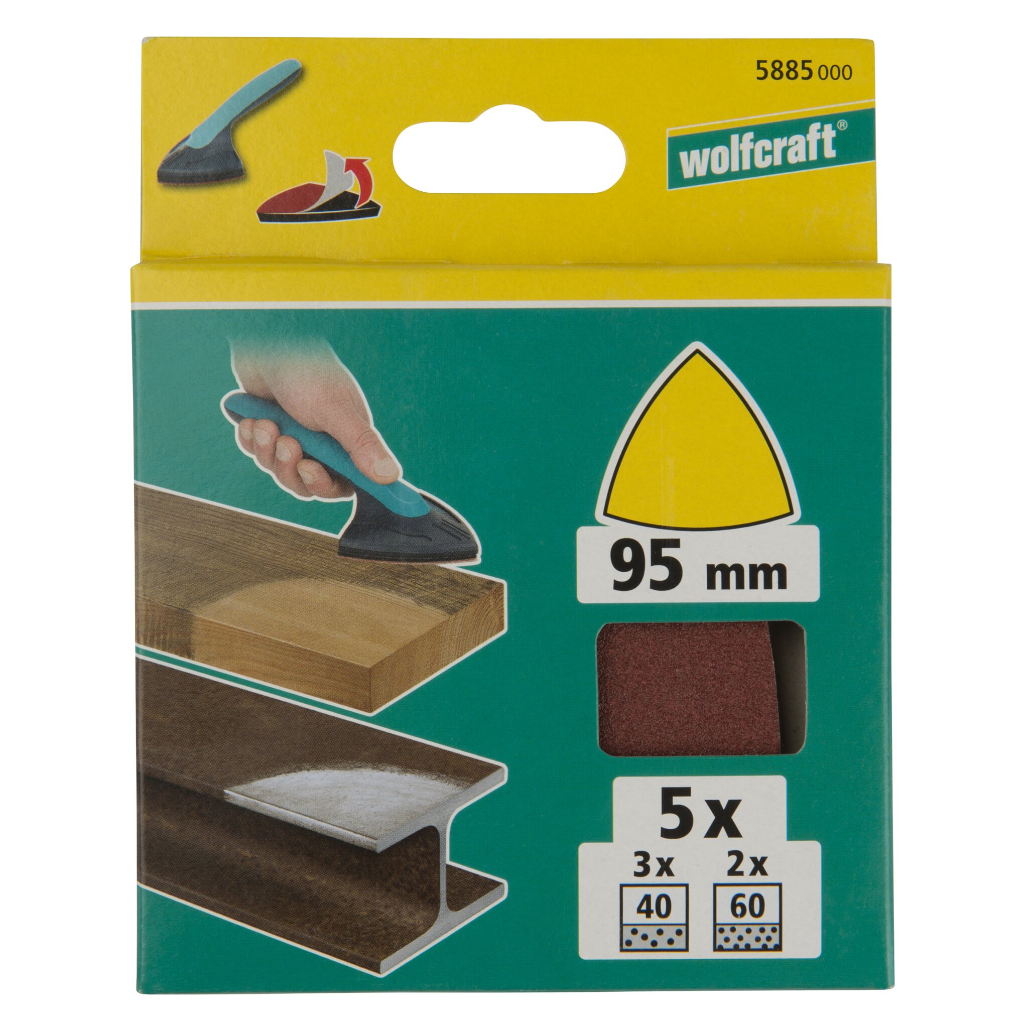 Juego de hojas abrasivas autoadherentes para madera/metal, tamaño de grano: 40/60, 5 piezas
