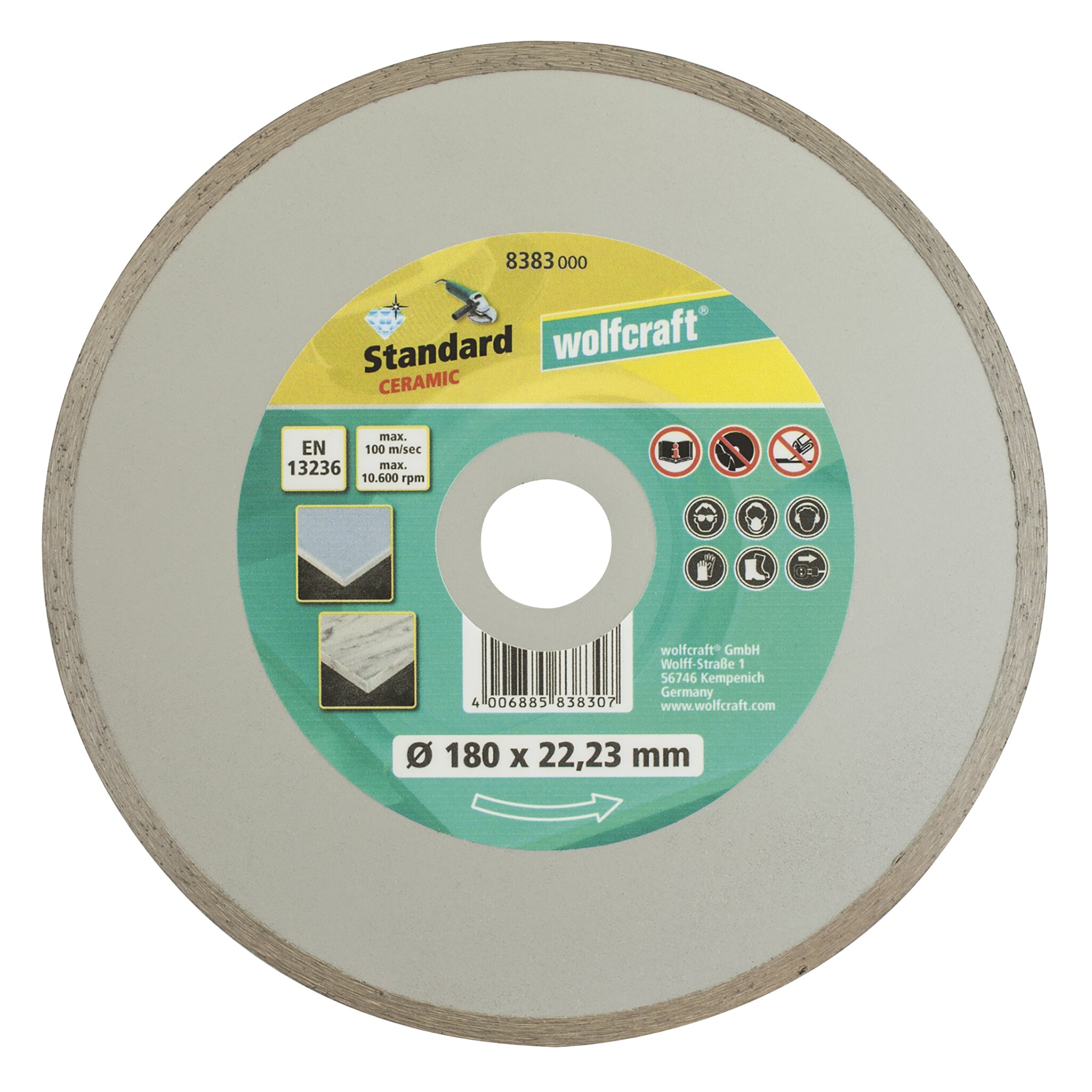 1 disco de corte de diamante Standard Ceramic ø 180 mm