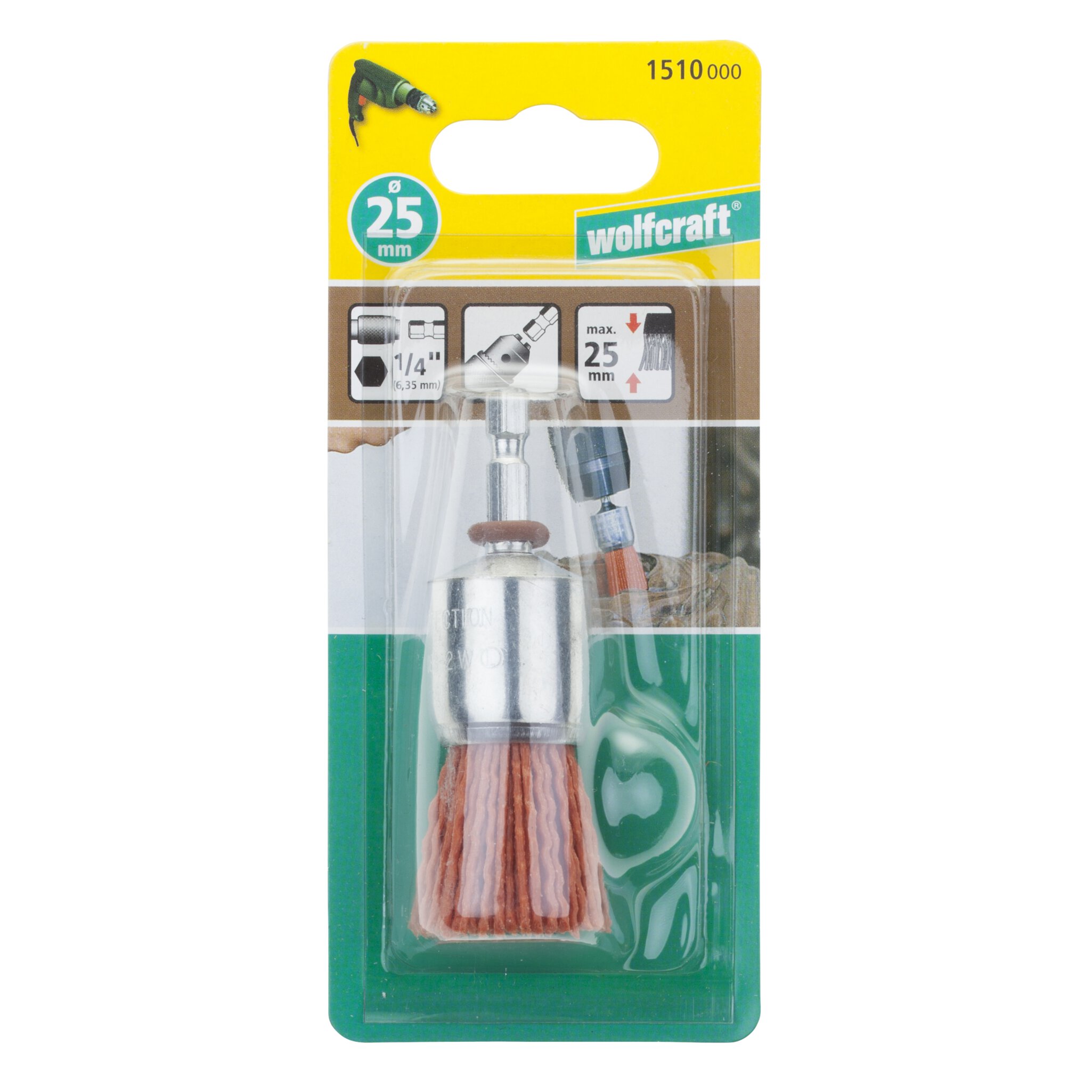 1 cepillo de pincel de alambre de nylon, agresivo vást. hexagonal Ø 25 mm