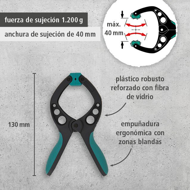 8 pinzas de resorte PRO, 40 mm