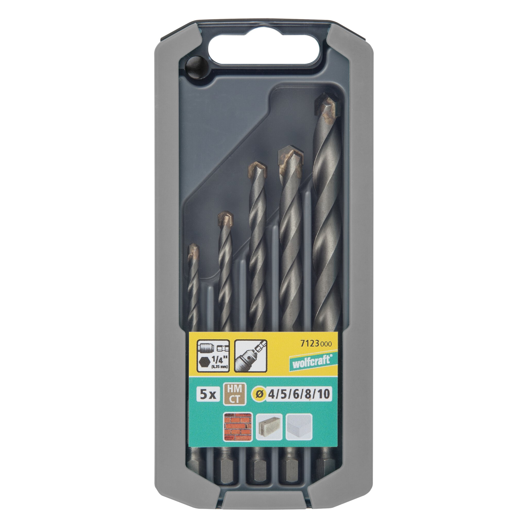 Juego de brocas para piedra con filo de carburo de tungsteno, vástago hexagonal