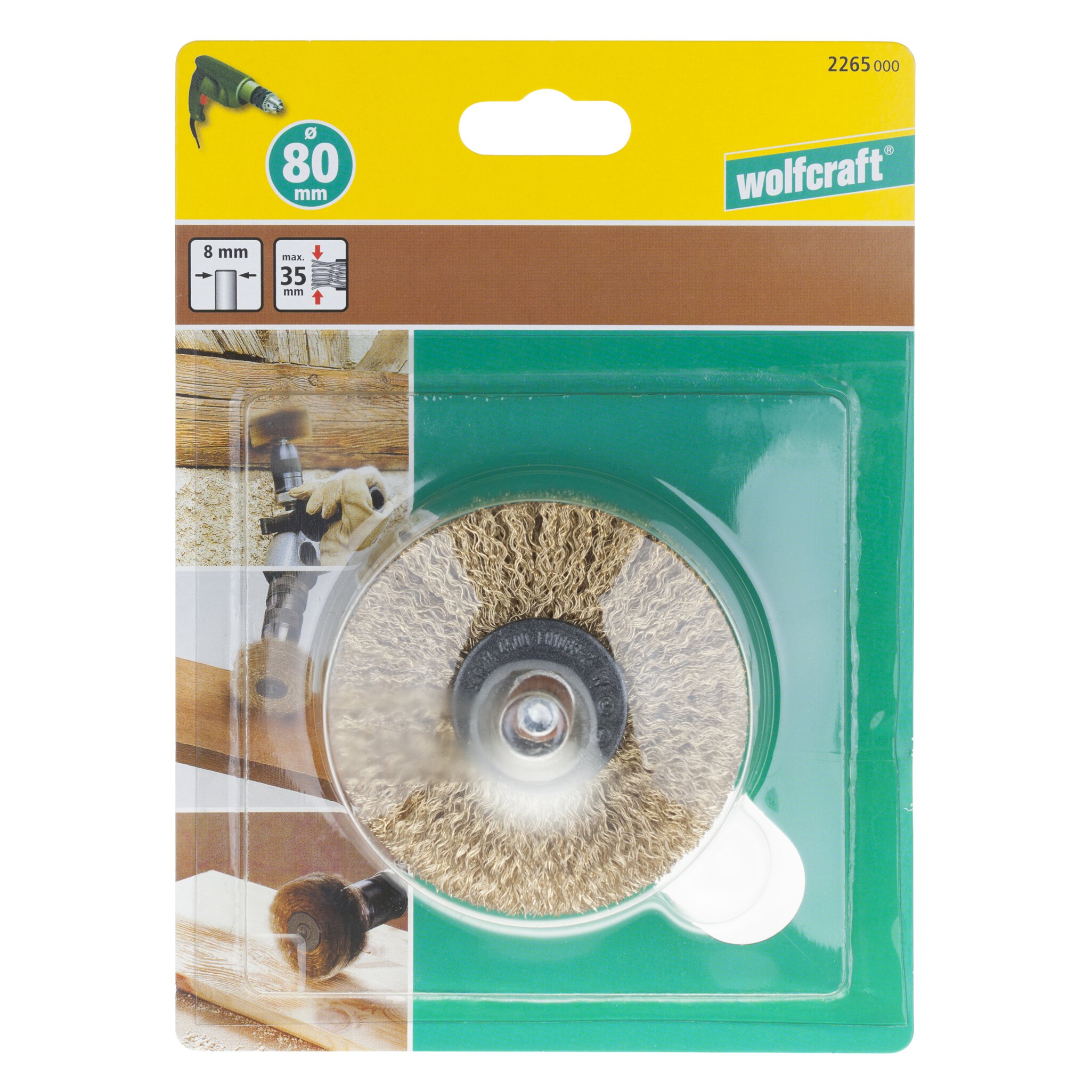 1 cepillo para estructurar madera, vást. 8 mm ø80x35mm