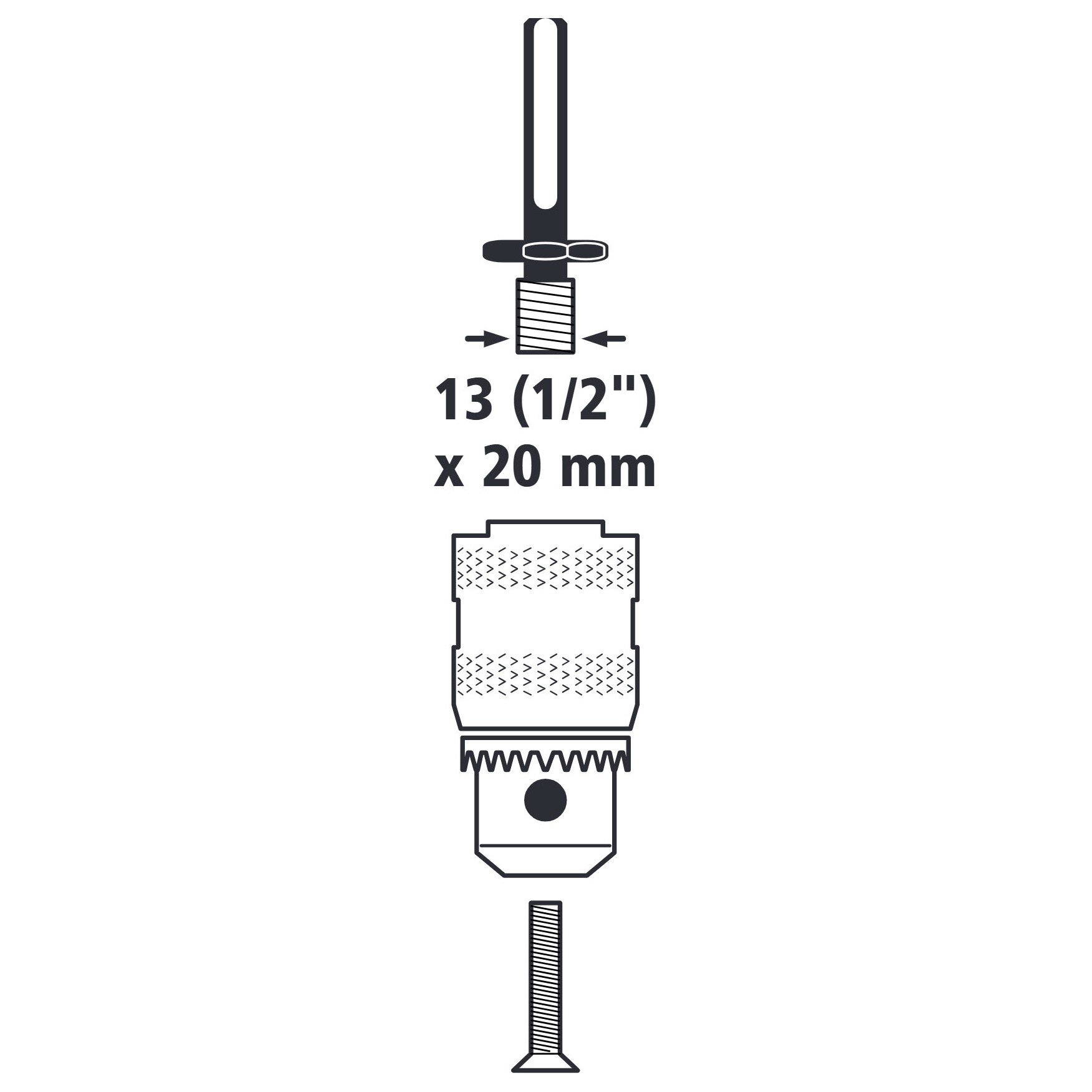 1 adaptador de portabrocas SDS-plus para 1/2x20