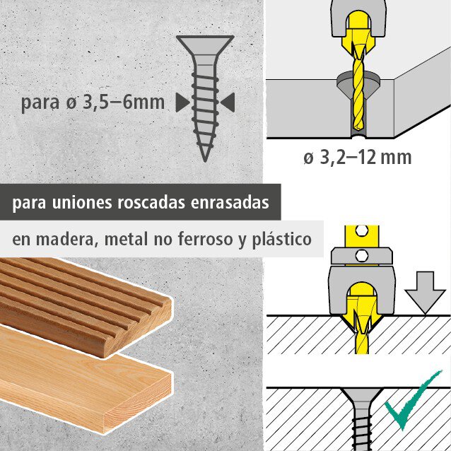 1 broca con avellanador y tope de profundidad Ø 3,2 x 12 mm