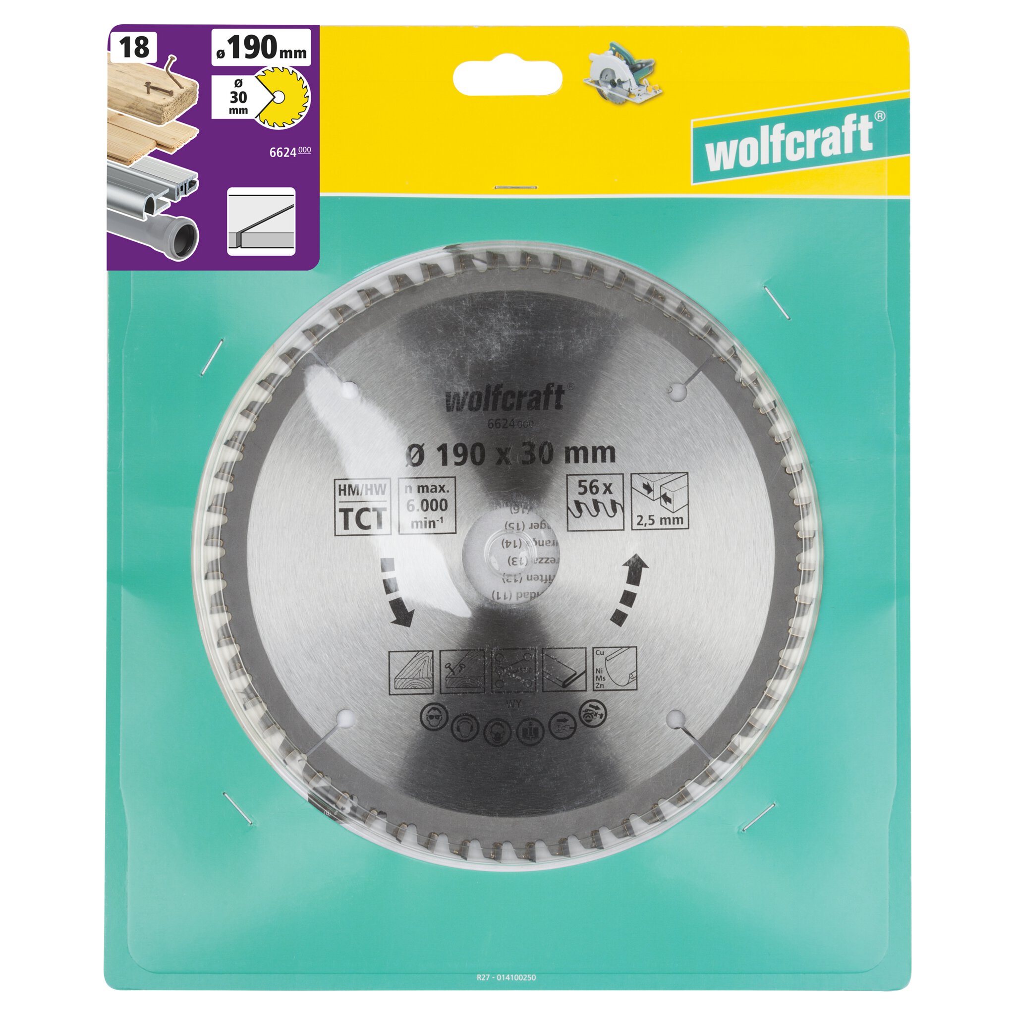 1 disco de sierra circular CT, 56 dientes ø190x30 mm