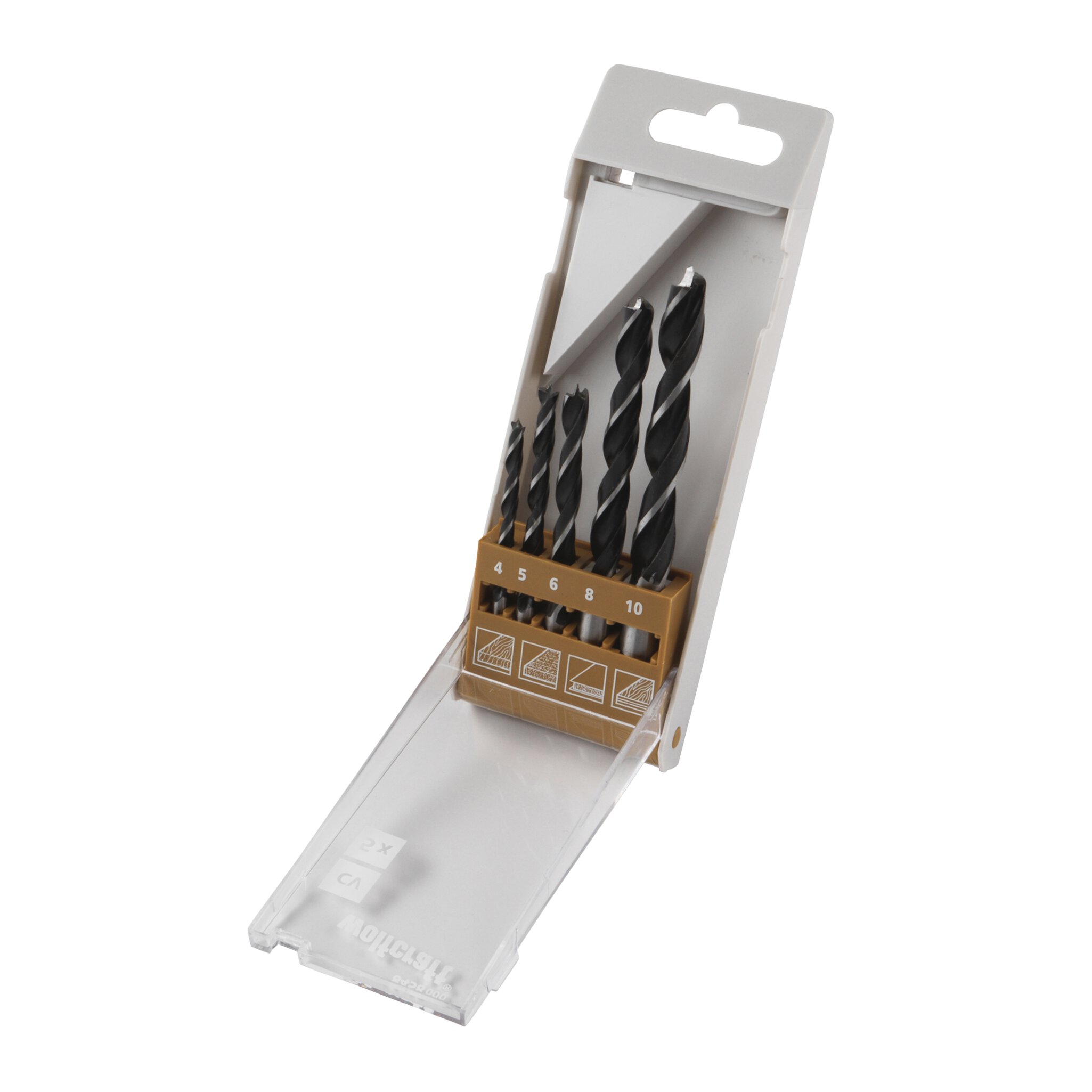 1 juego de brocas espirales para madera CV de 5 piezas Ø 4, 10 mm