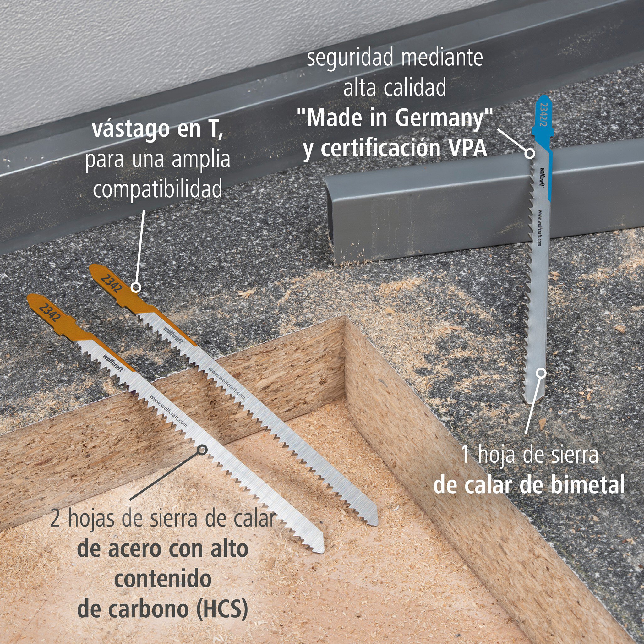 Juego de proyecto de hojas de sierra de calar "Montaje de cocinas", 3 piezas