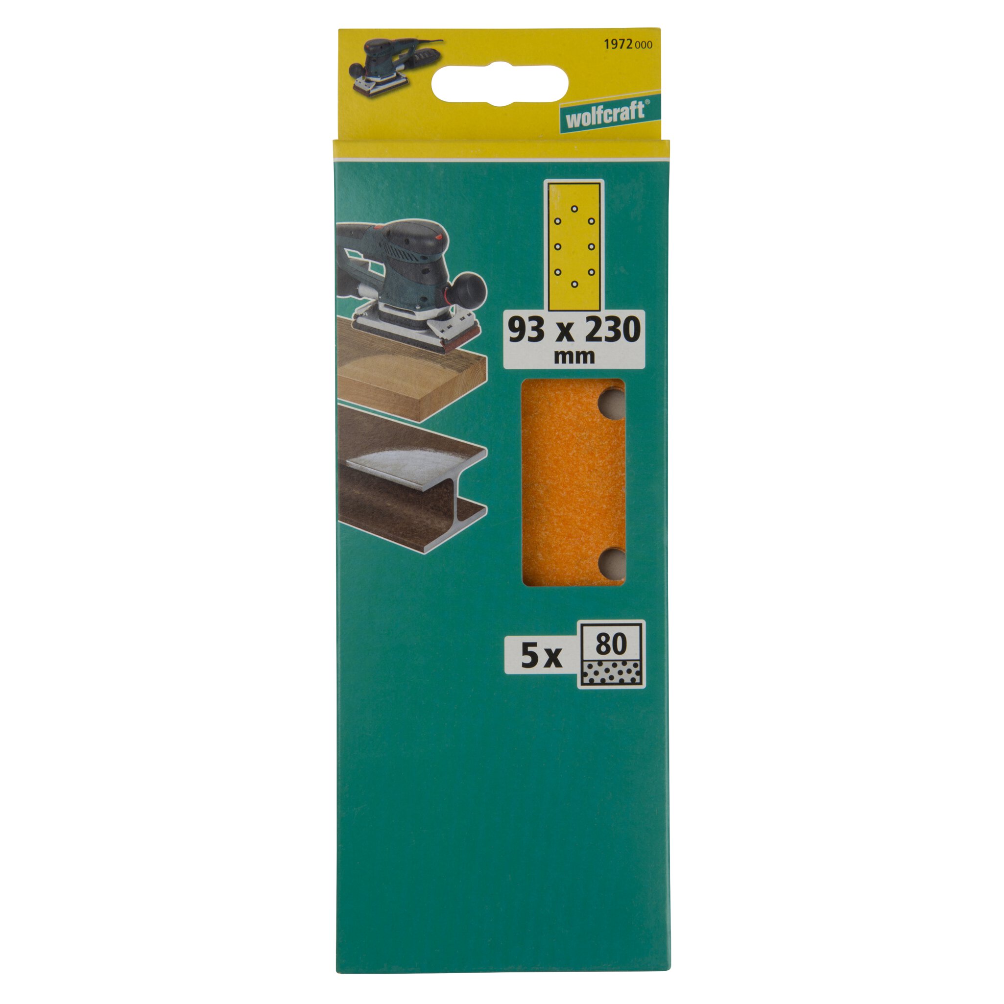 5 hojas de lijar de corindón, grano 80, 93 x 230 mm