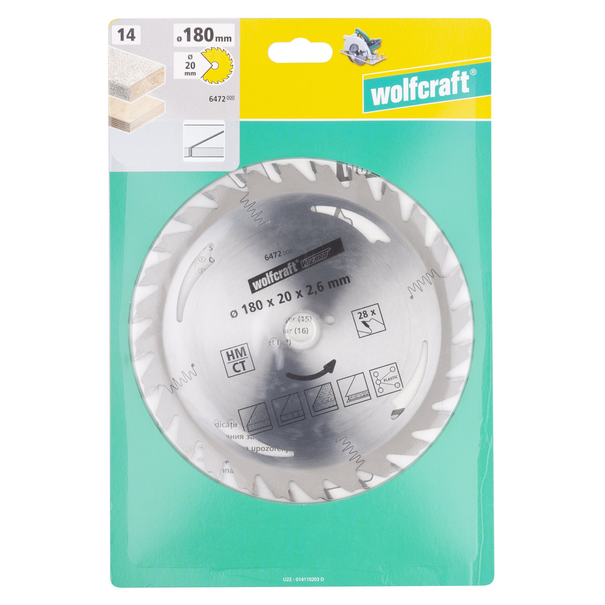 1 disco de sierra circular CT, 28 dientes ø180 mm