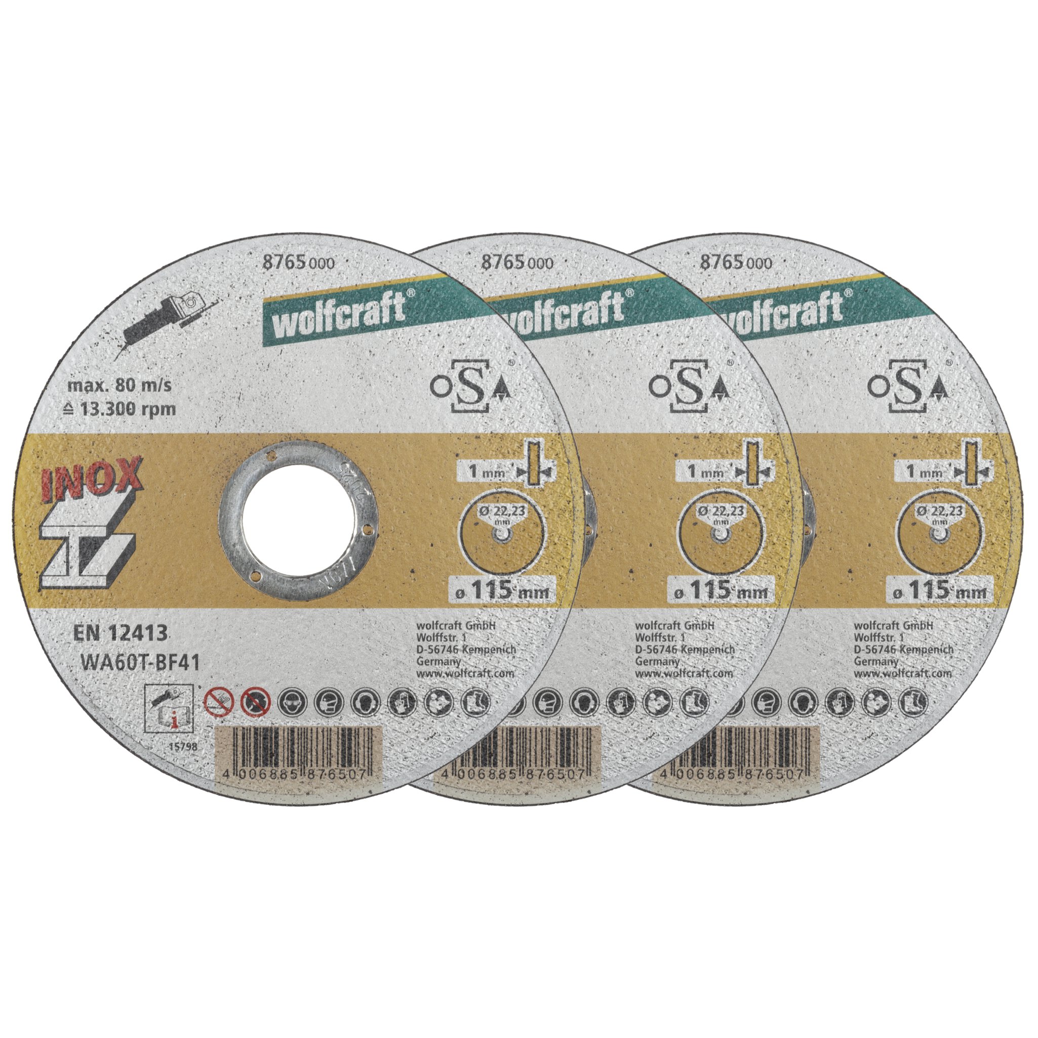 3 discos para cortar acero inox ø 115x1,2x22,2 mm