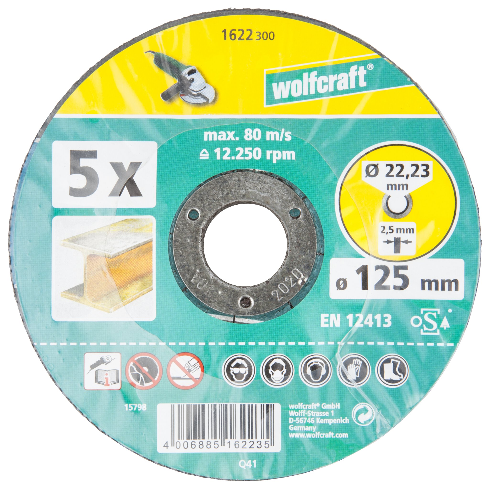 5 discos para cortar metales ø 125x2,5x22,2 mm
