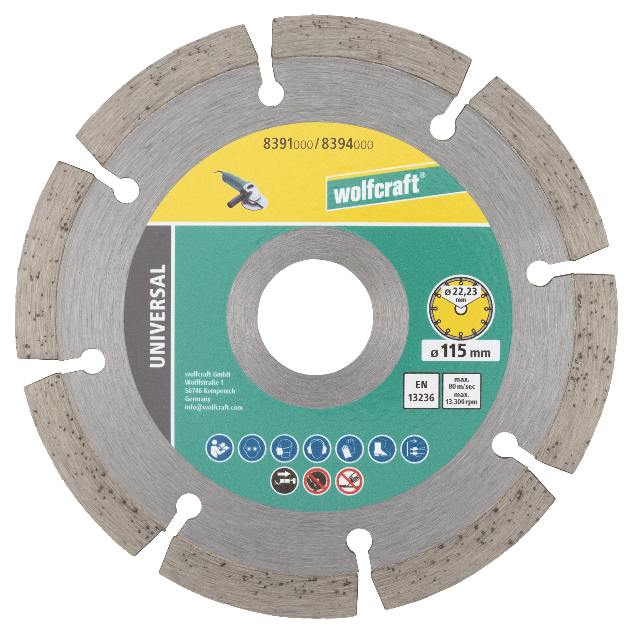 Juego de discos de corte diamantados, diámetro de 115 mm, 2 piezas