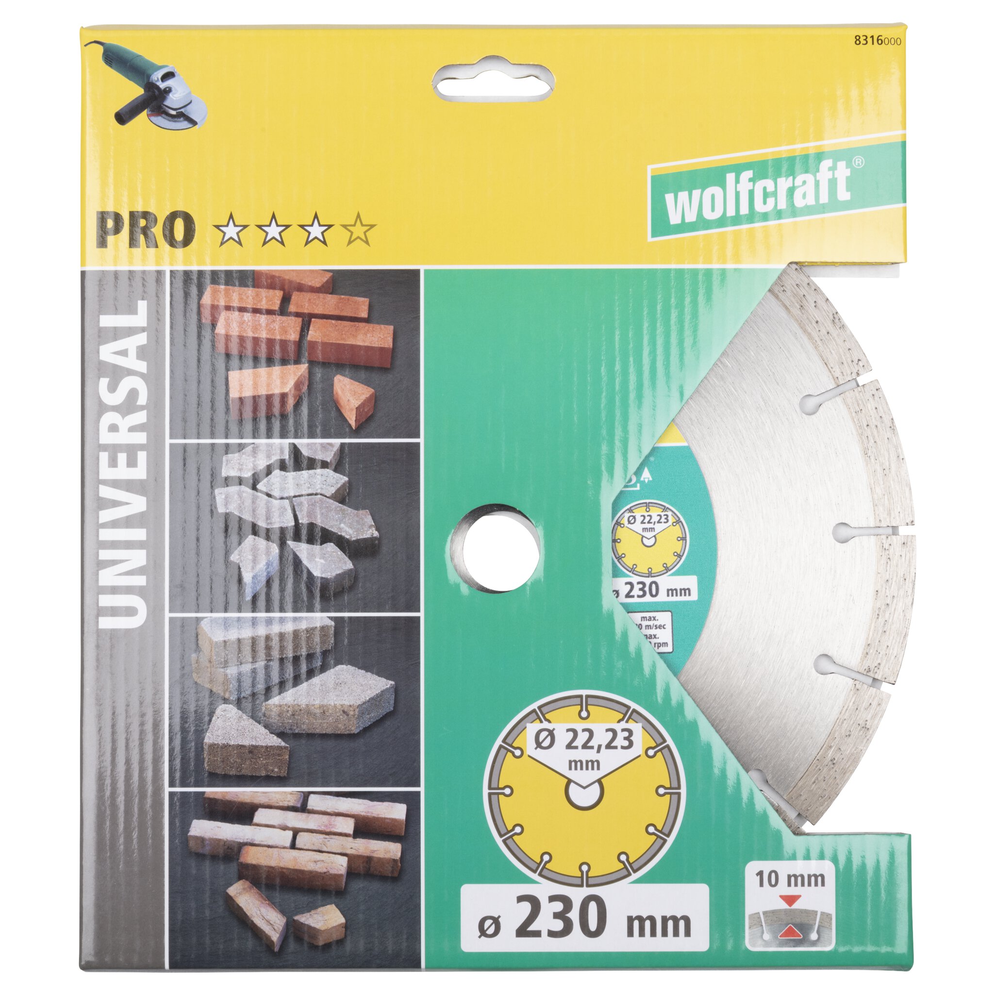 Disco de corte de diamante PRO UNIVERSAL, diámetro de 230 mm