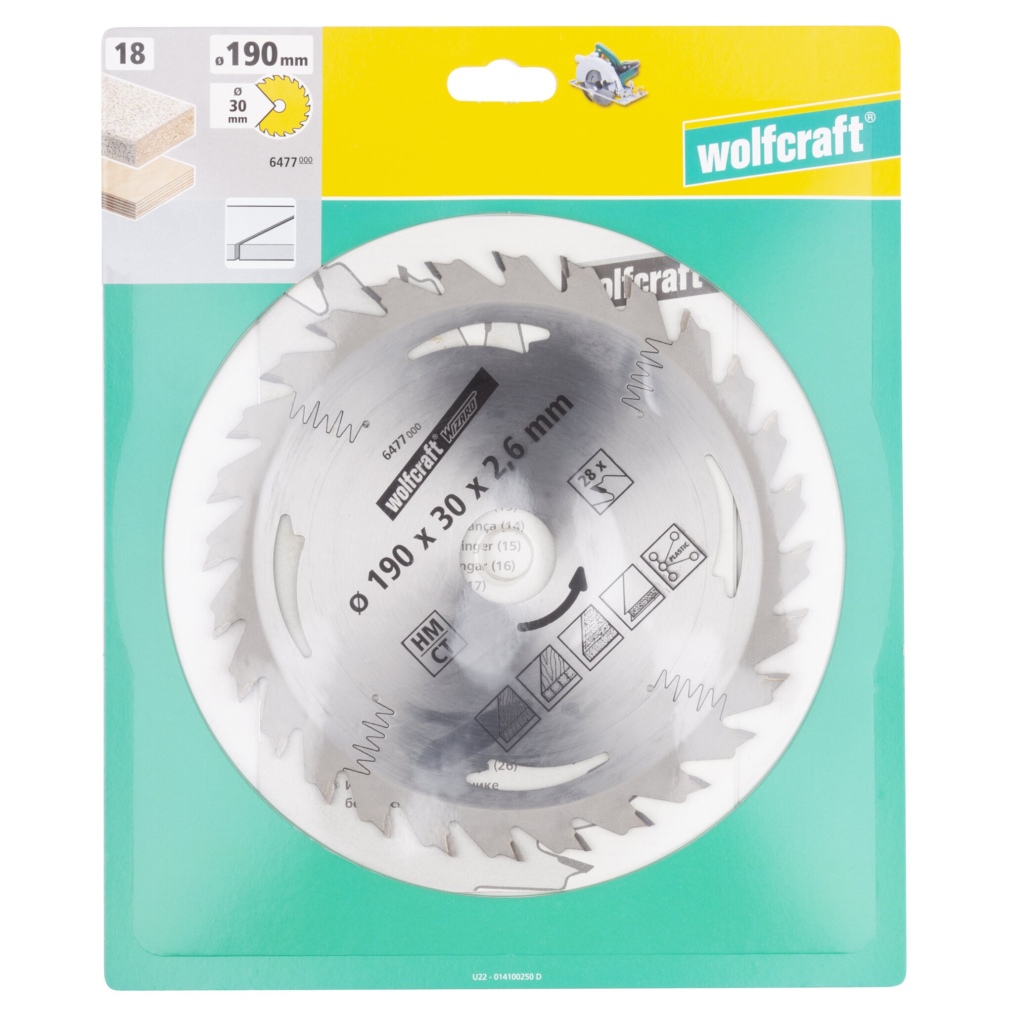 1 disco de sierra circular CT, 28 dientes ø190 mm