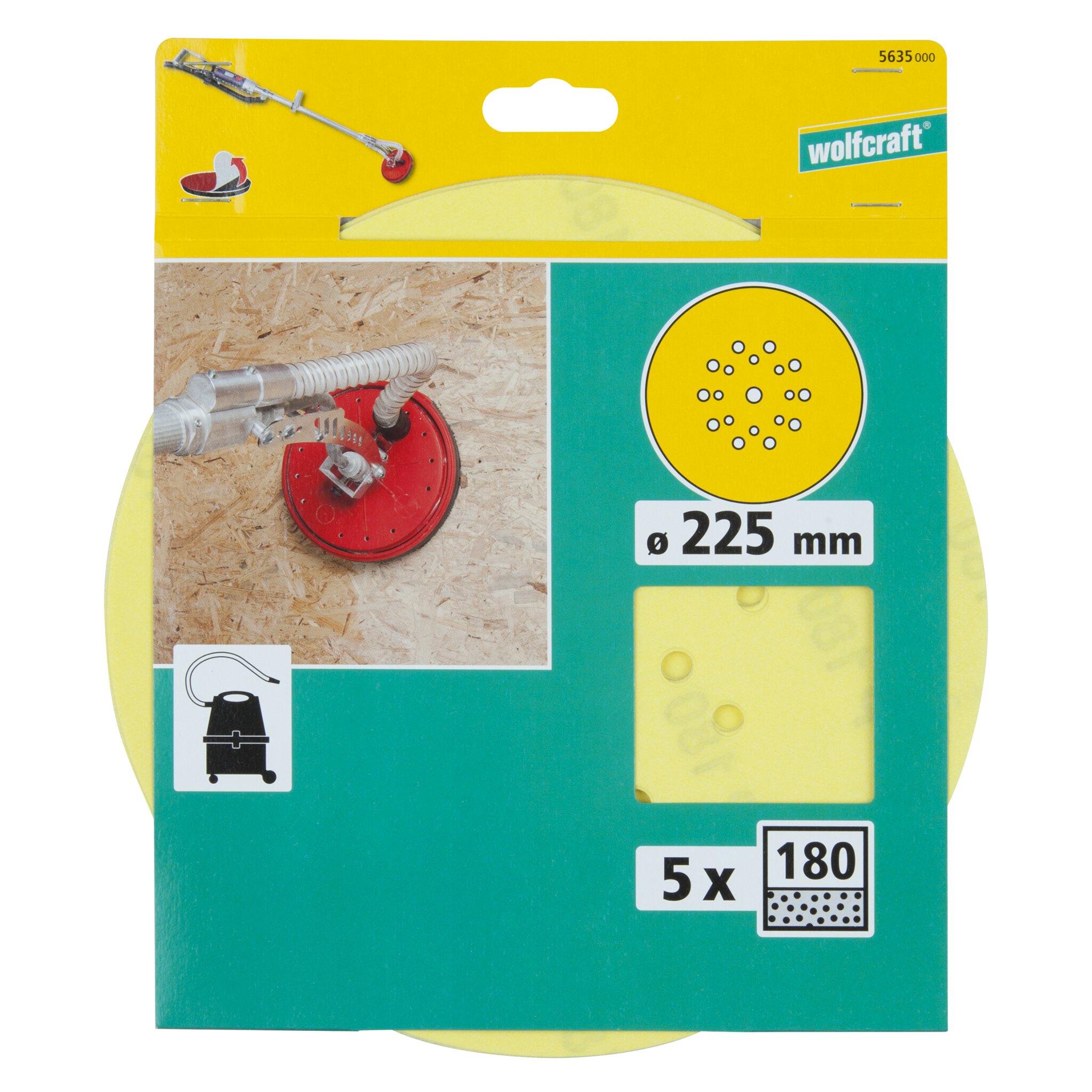 5 discos adhesivos de lijar Grano fino, grano 180 ø225 mm