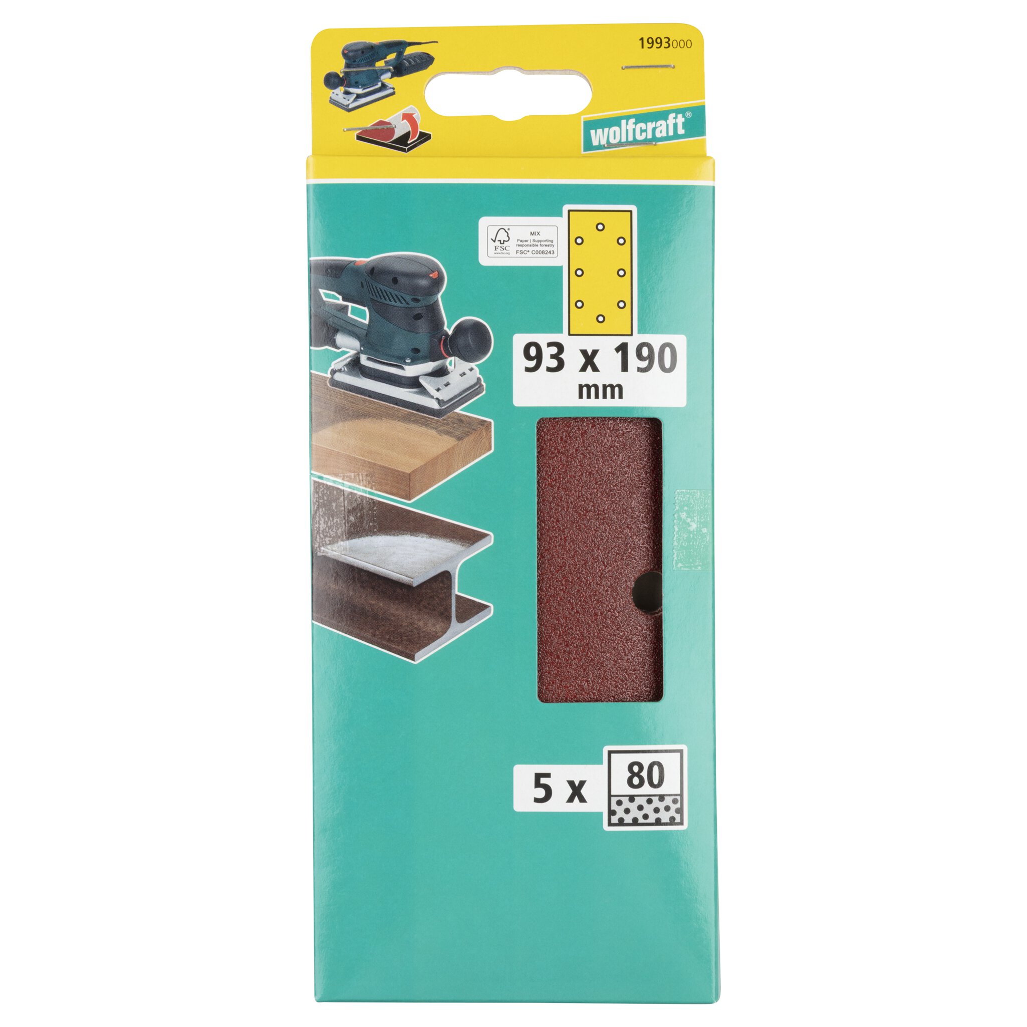 5 hojas de lijar adhesivas Corindón de grano 80 de 93 x 190 mm
