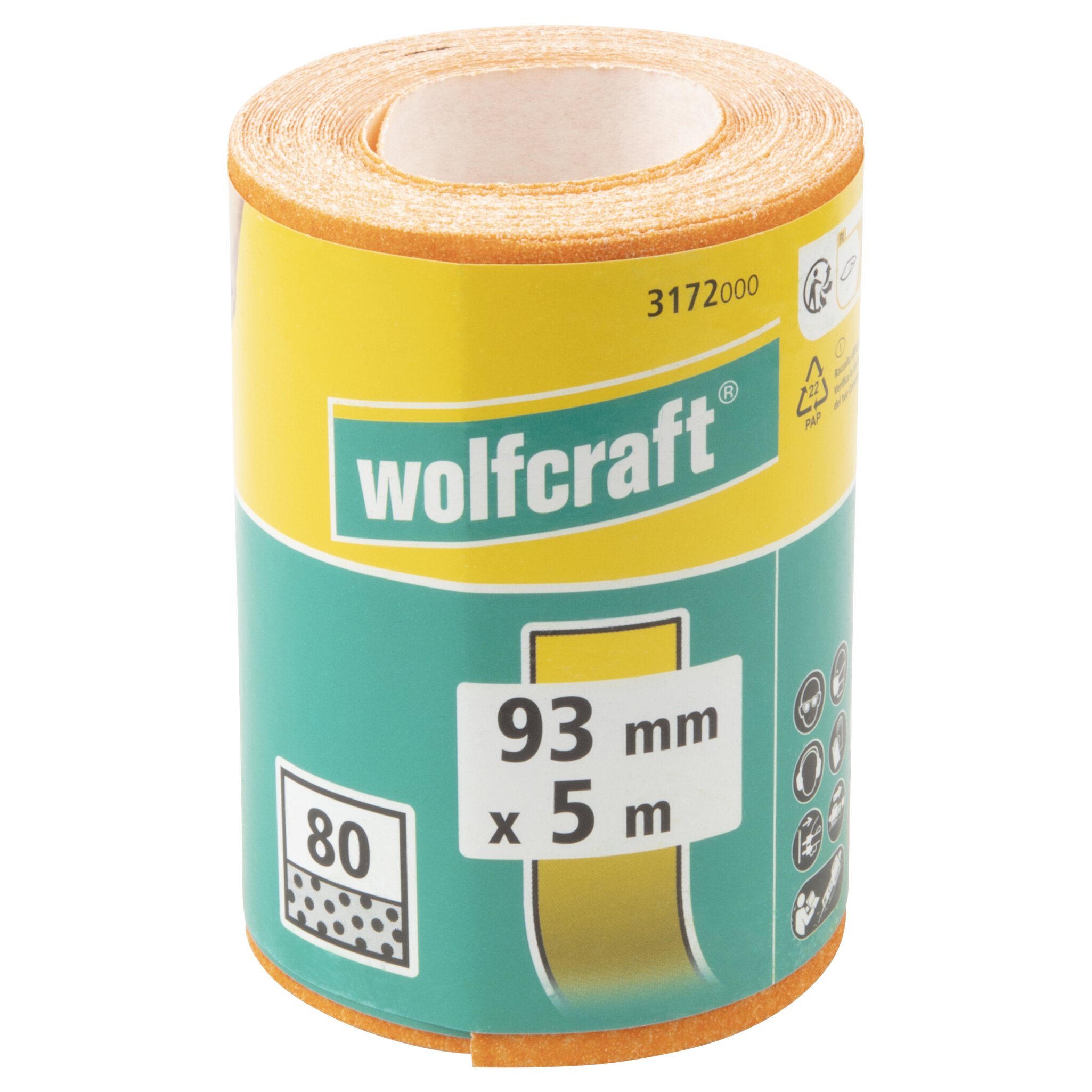 1 rollo de papel abrasivo de grano Grano 80, 5 m x 93 mm