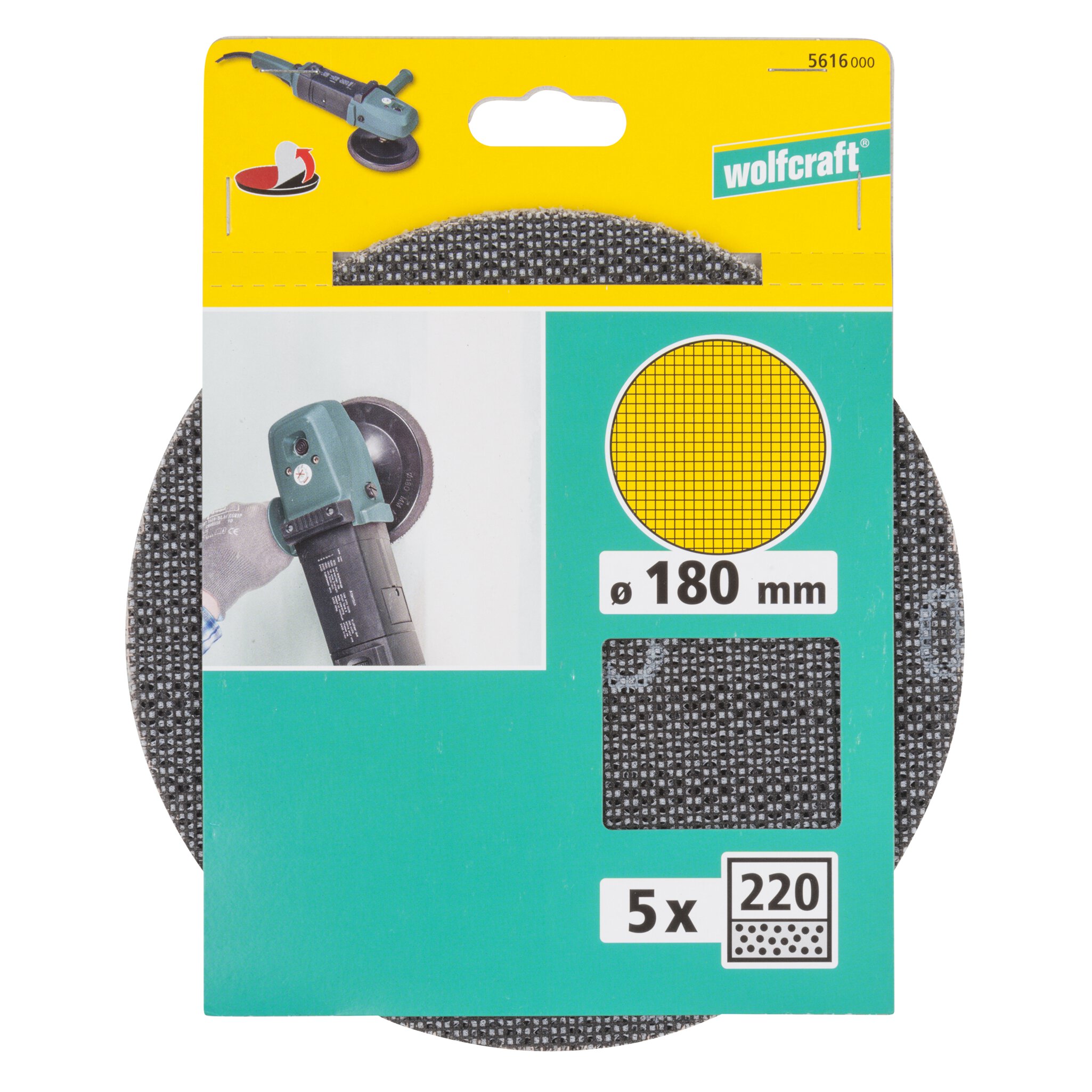 5 tejidos de rejilla adhesivos SiC grano 220 WS Ø 180 mm