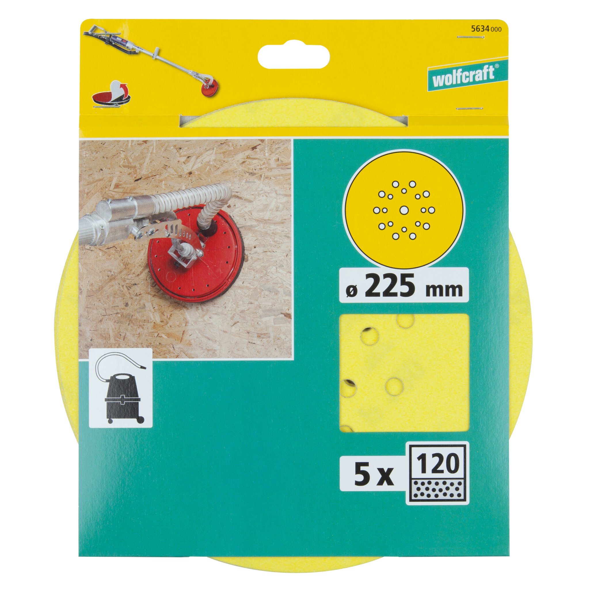 5 discos adhesivos de lijar Grano fino, grano 120 ø225 mm