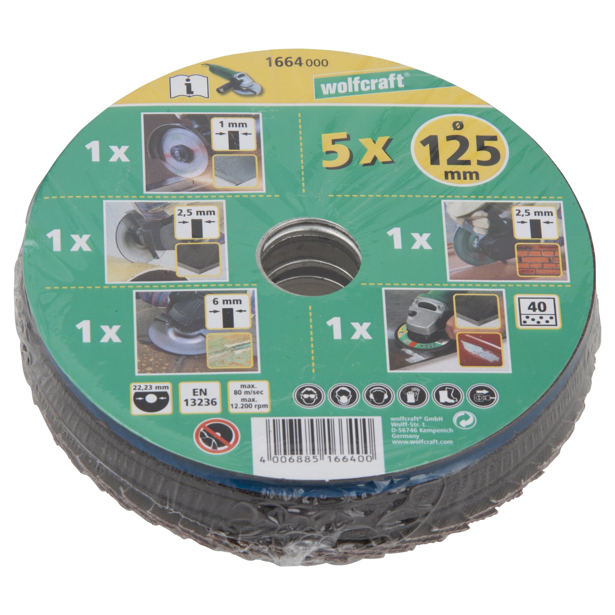 1 conjunto básico para amoladora de ángulo ø 125 mm