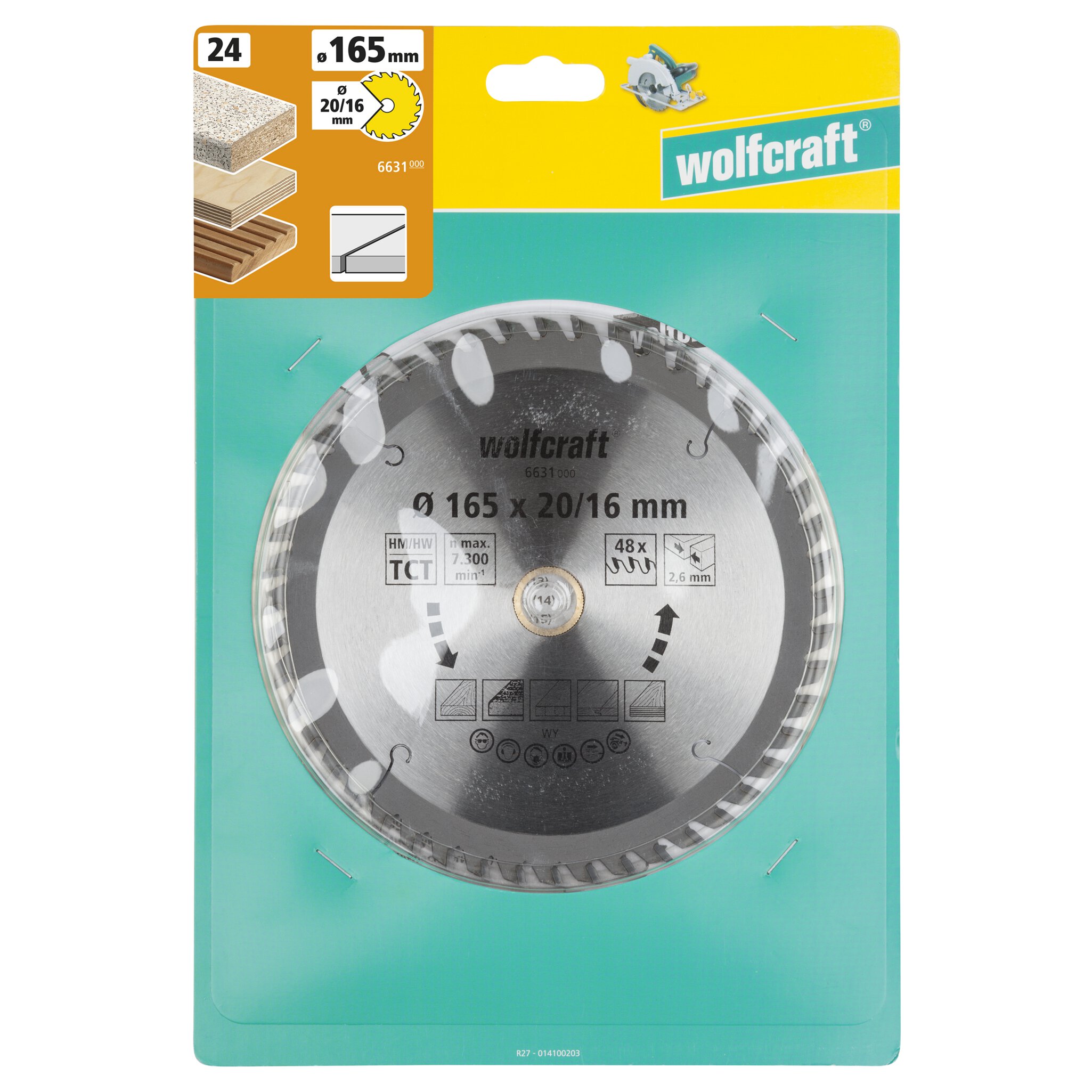 1 disco de sierra circular CT, 48 dientes ø165x20/16 mm
