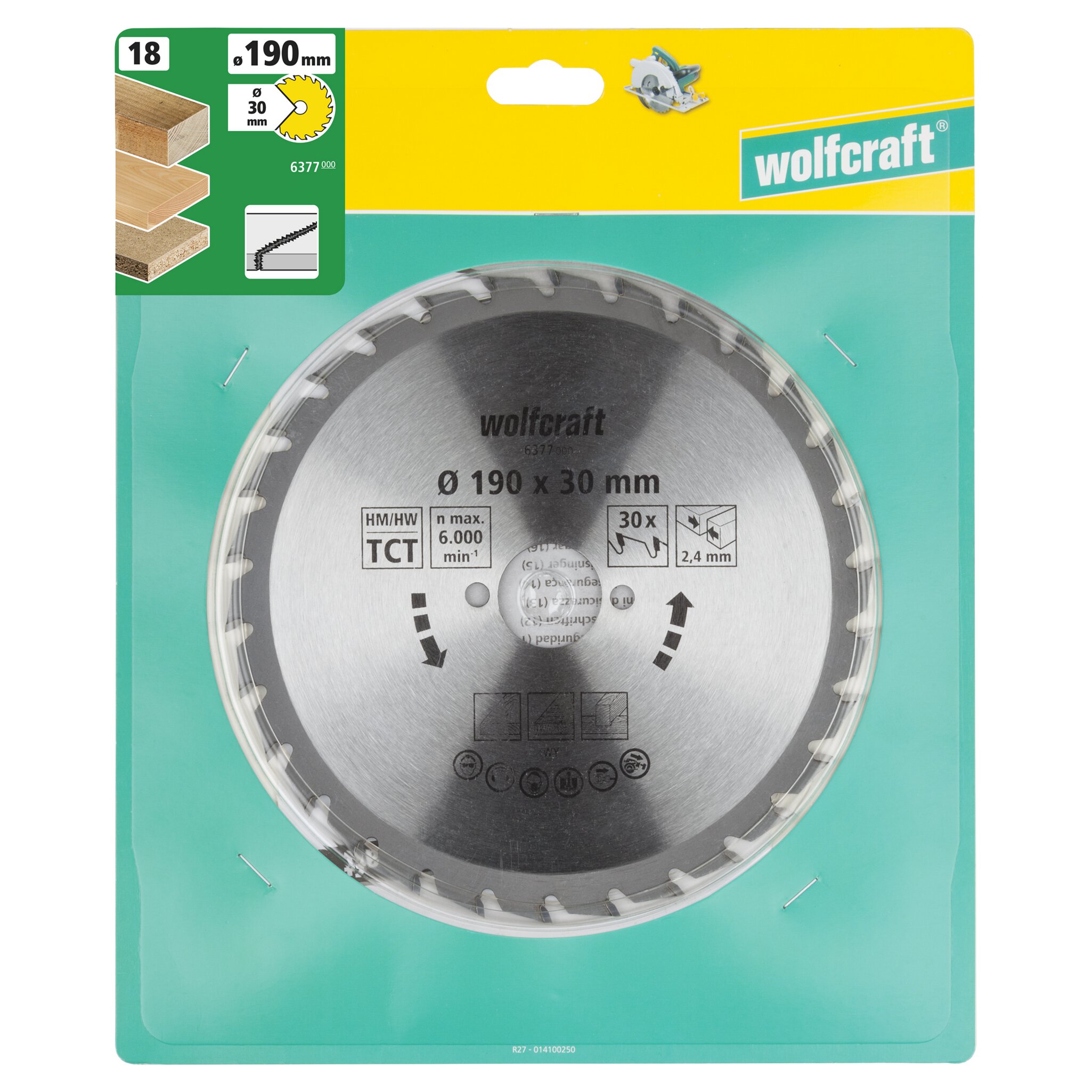 1 disco de sierra circular CT, 30 dientes ø190 mm