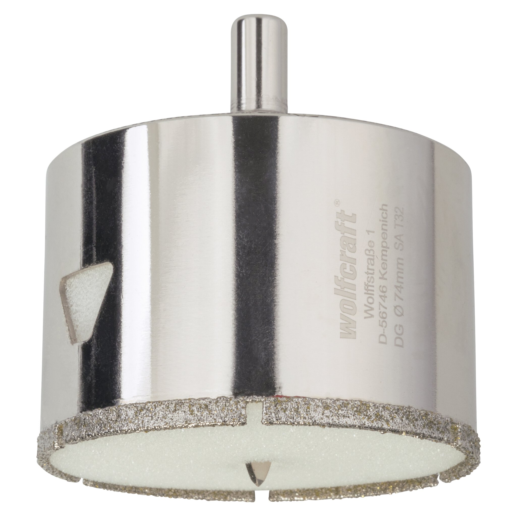 1 corona de perforación de diamante con vástago ø 74 mm