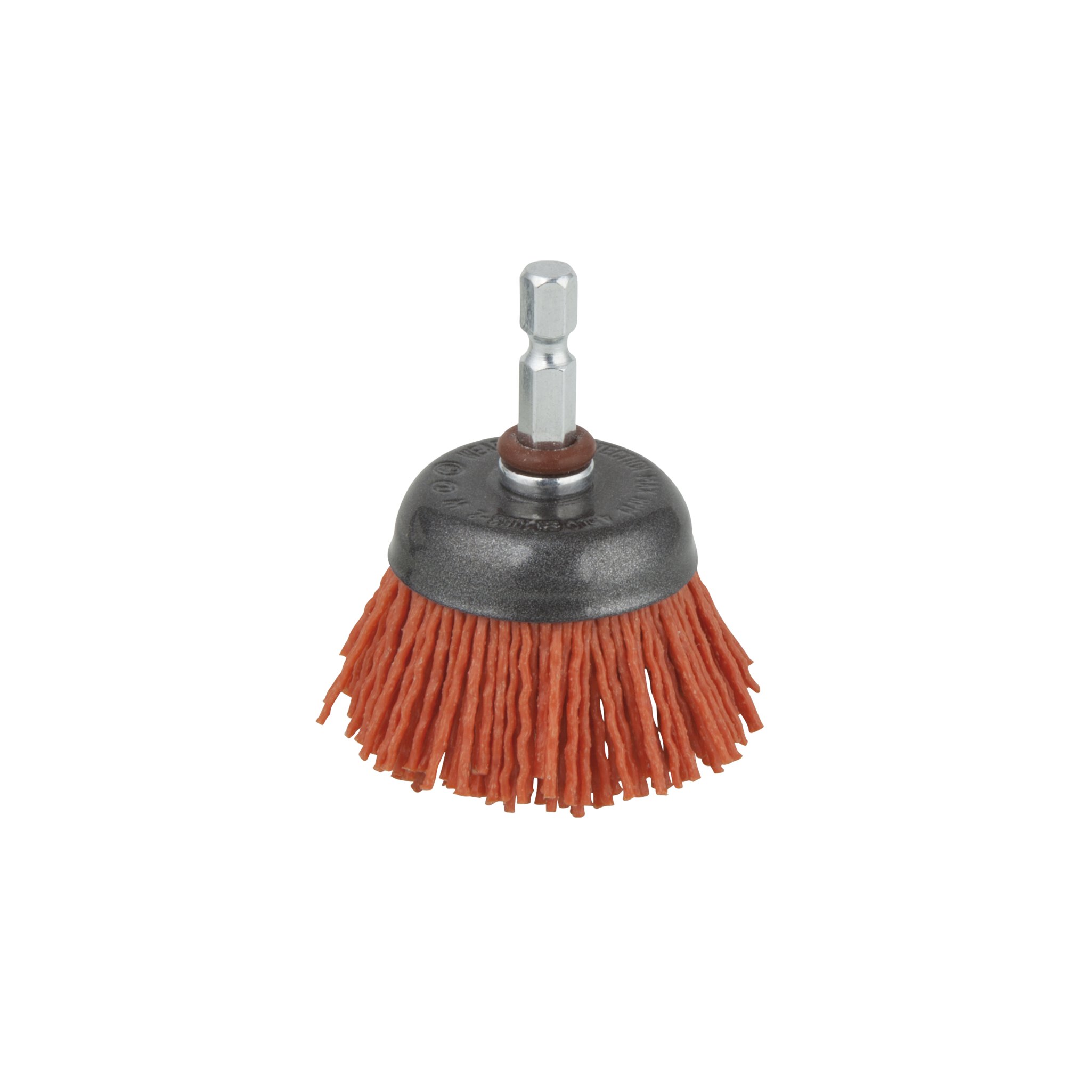 Cepillo de copa de alambre de nylon, agresivo, vástago hexagonal