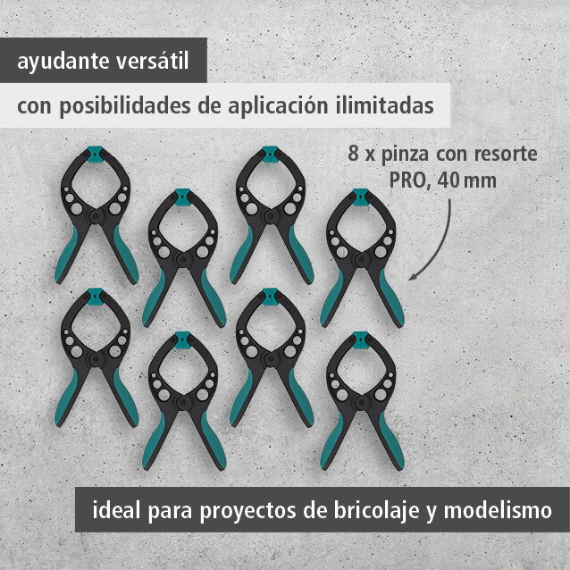 8 pinzas de resorte PRO, 40 mm