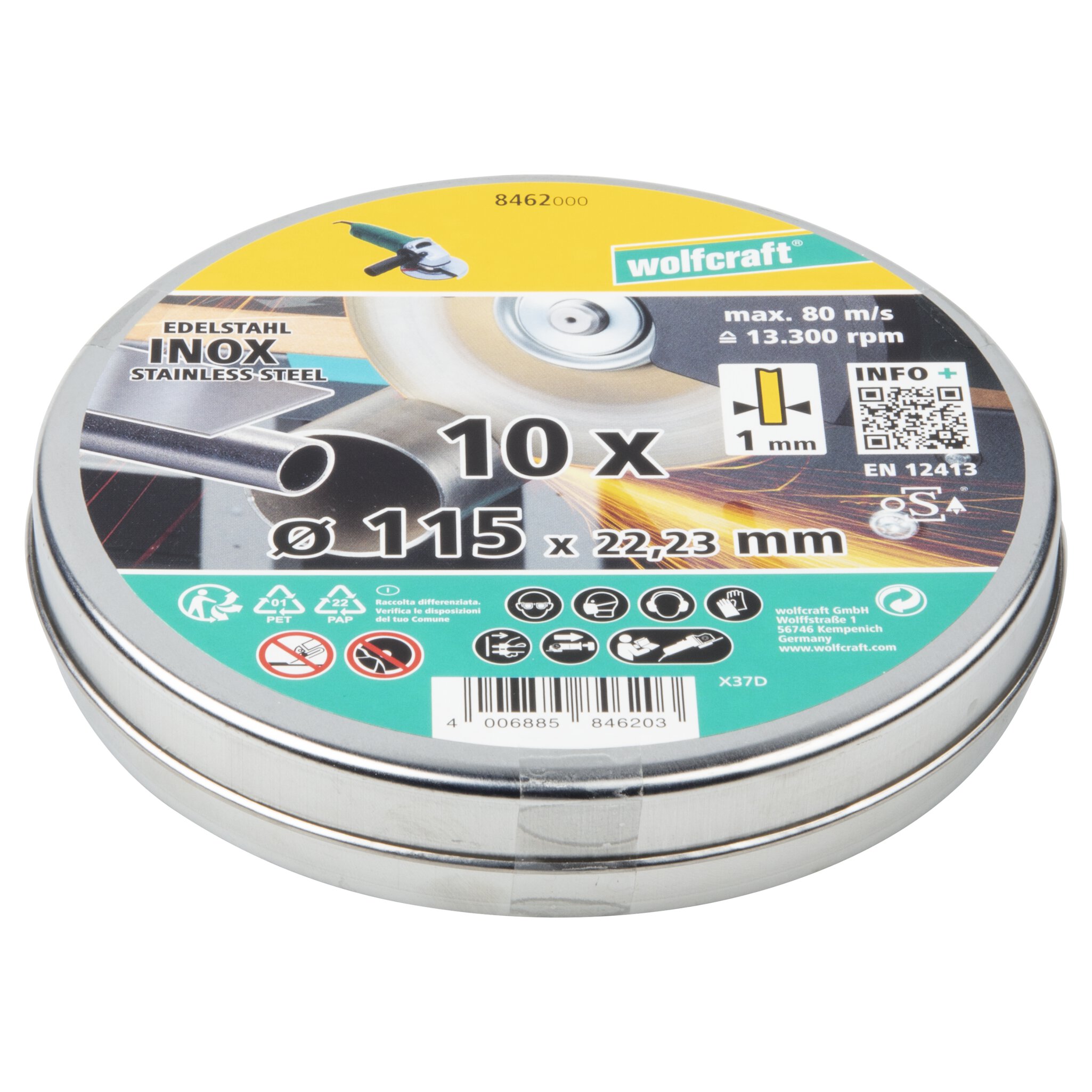 10 discos de corte para acero inoxidable, extrafinos, Ø 115 mm