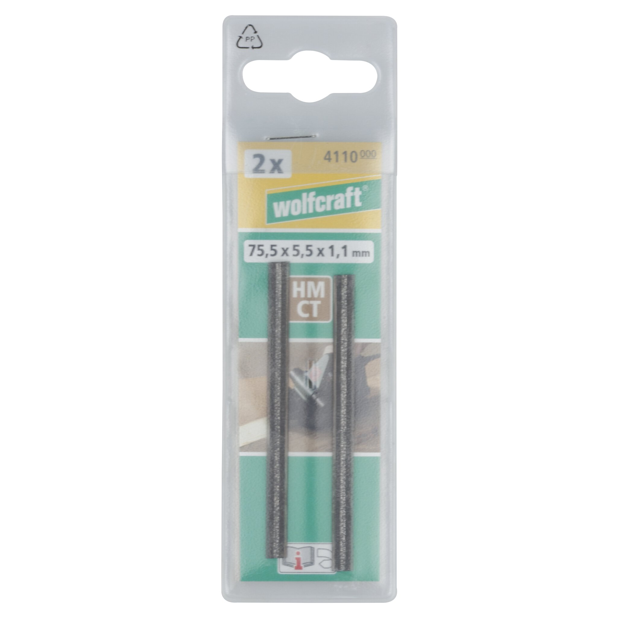 2 cuchillas reversibles de cepillo 75,5 x 5,5 x 1,1 mm