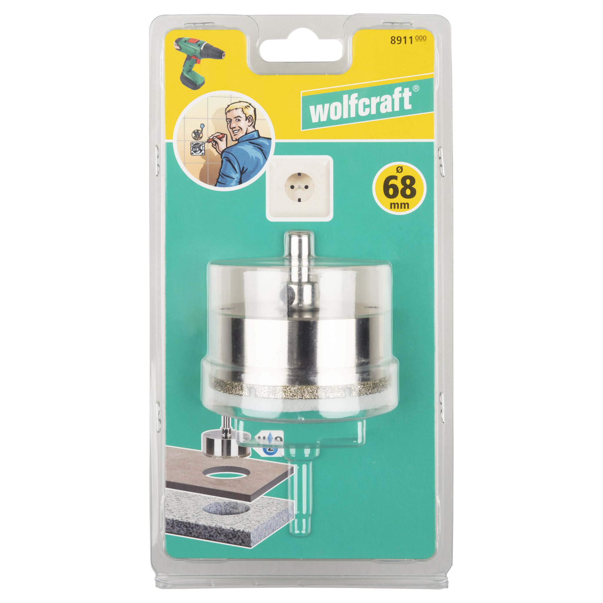 1 corona de perforación de diamante con vástago ø 68 mm